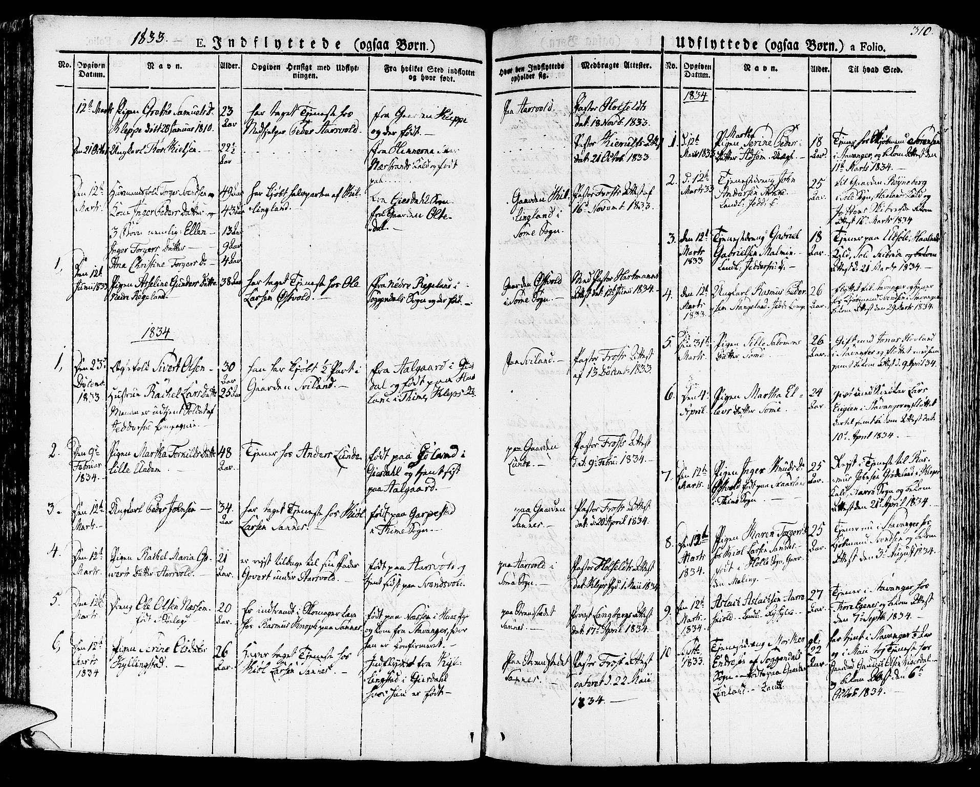 Høyland sokneprestkontor, SAST/A-101799/001/30BA/L0007: Parish register (official) no. A 7 /1, 1825-1841, p. 310