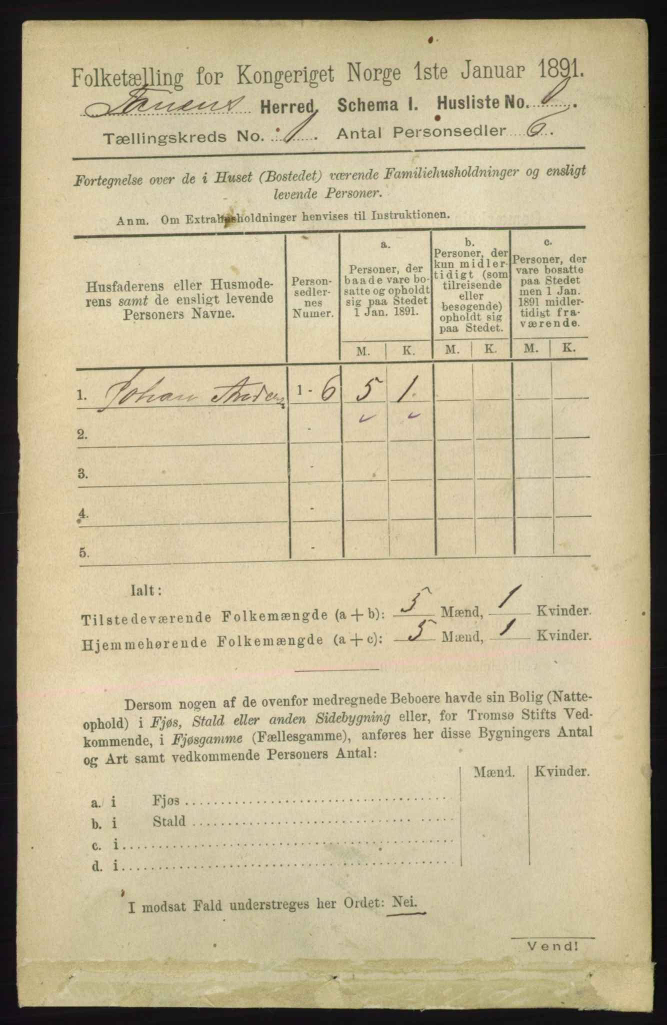 RA, 1891 census for 2025 Tana, 1891, p. 25