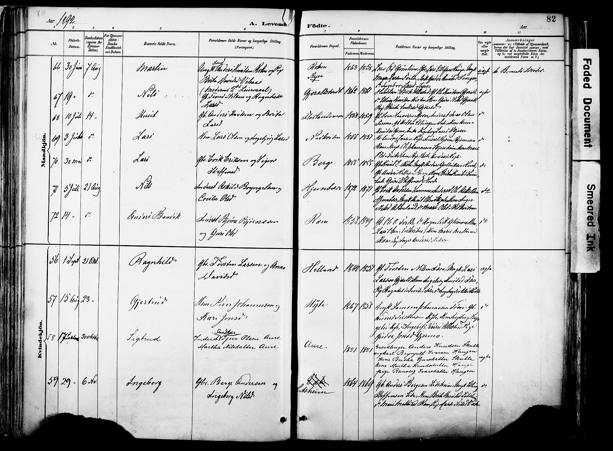 Voss sokneprestembete, AV/SAB-A-79001/H/Haa: Parish register (official) no. A 21, 1887-1903, p. 82