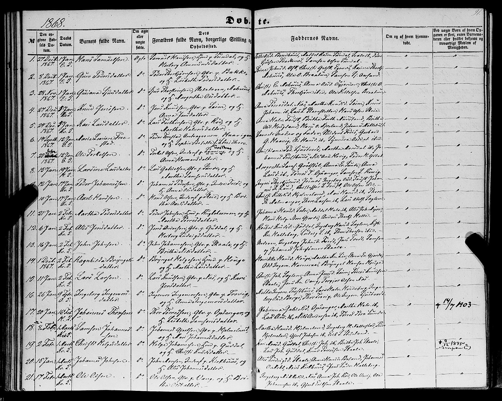 Kvinnherad sokneprestembete, SAB/A-76401/H/Haa: Parish register (official) no. A 8, 1854-1872, p. 91