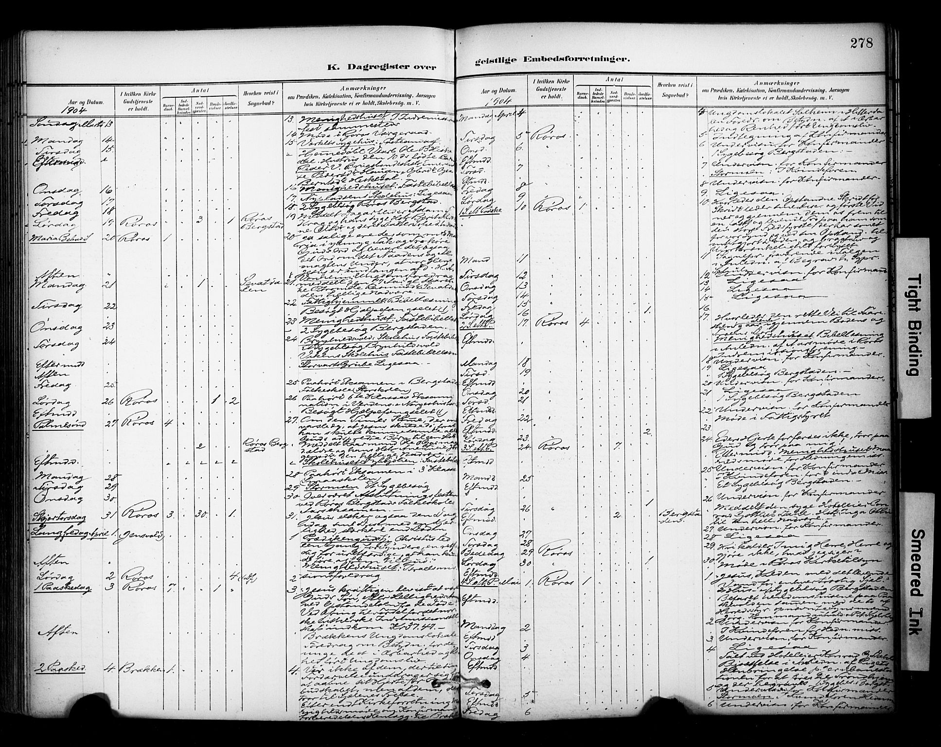 Ministerialprotokoller, klokkerbøker og fødselsregistre - Sør-Trøndelag, AV/SAT-A-1456/681/L0936: Parish register (official) no. 681A14, 1899-1908, p. 278