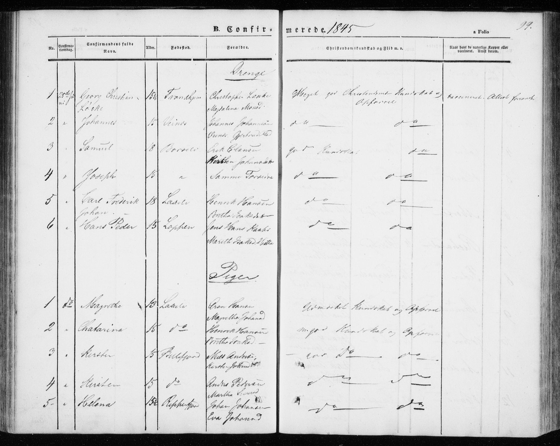 Kistrand/Porsanger sokneprestembete, SATØ/S-1351/H/Ha/L0004.kirke: Parish register (official) no. 4, 1843-1860, p. 99