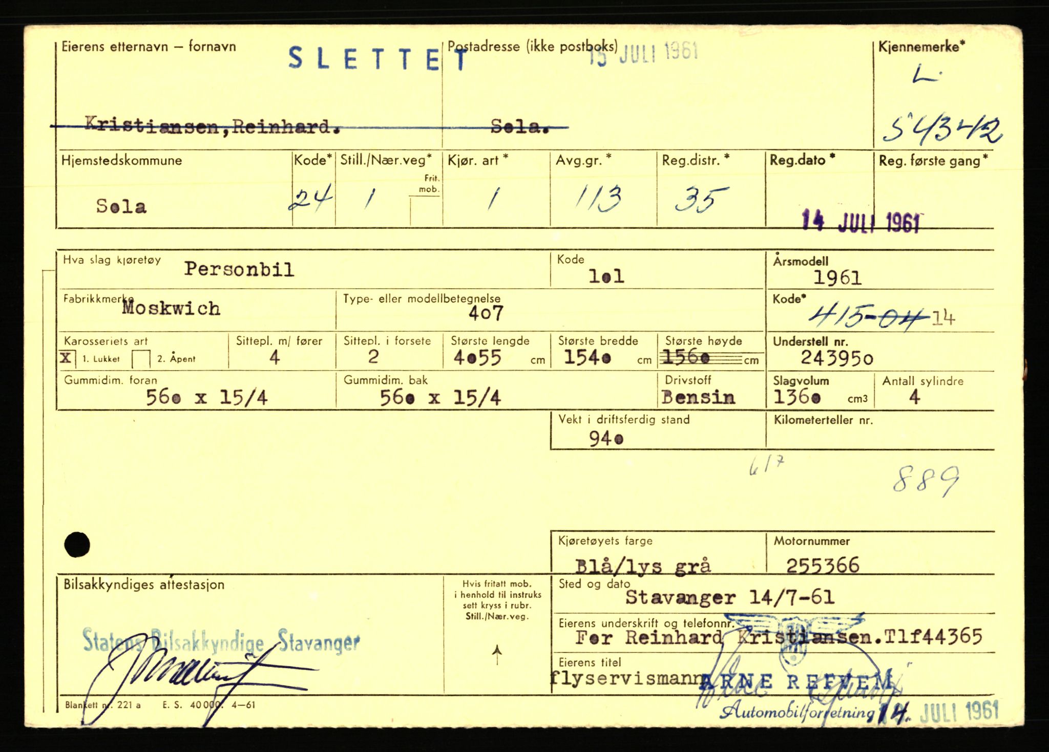 Stavanger trafikkstasjon, AV/SAST-A-101942/0/F/L0054: L-54200 - L-55699, 1930-1971, p. 289