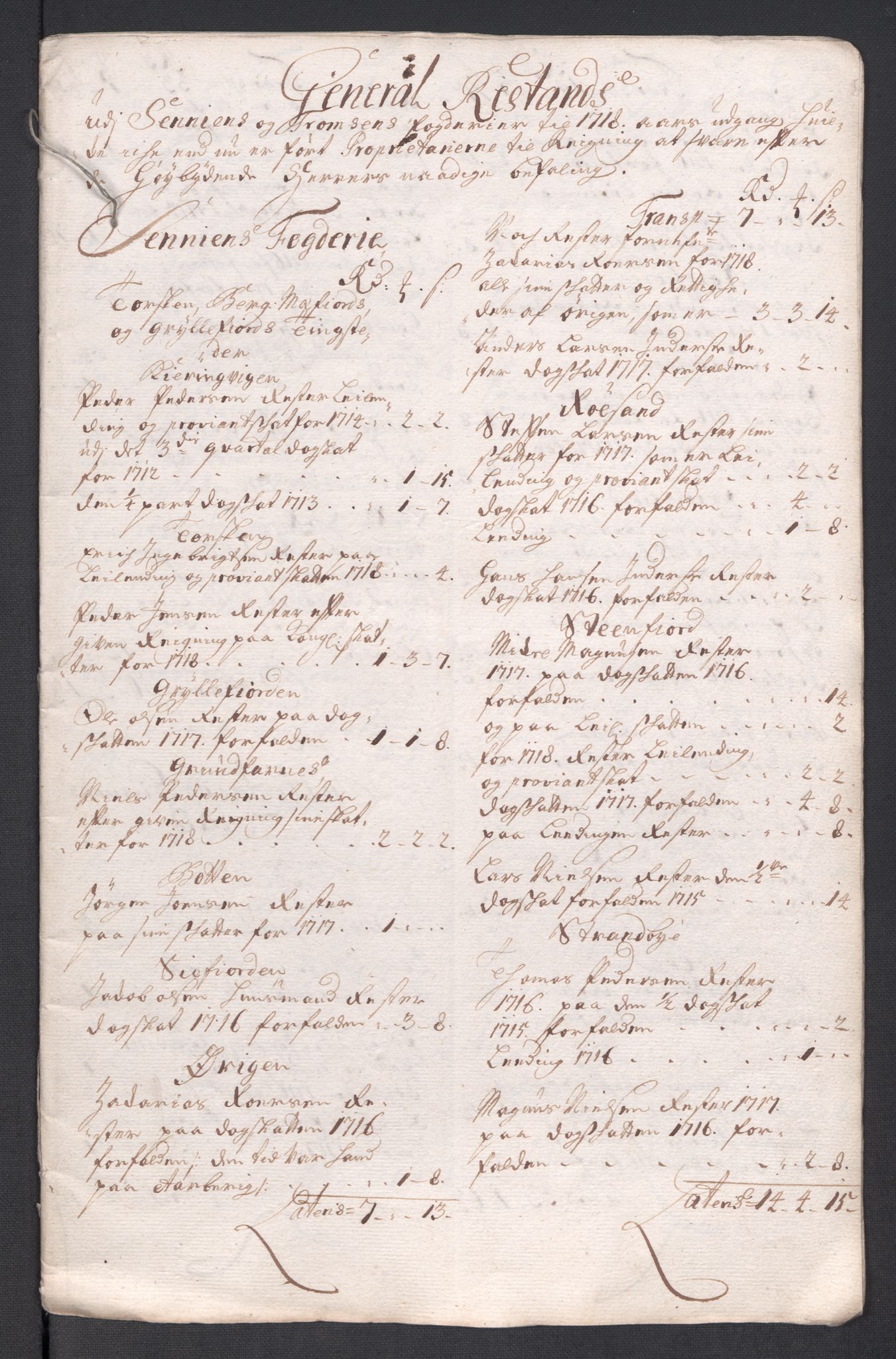 Rentekammeret inntil 1814, Reviderte regnskaper, Fogderegnskap, AV/RA-EA-4092/R68/L4764: Fogderegnskap Senja og Troms, 1718, p. 456