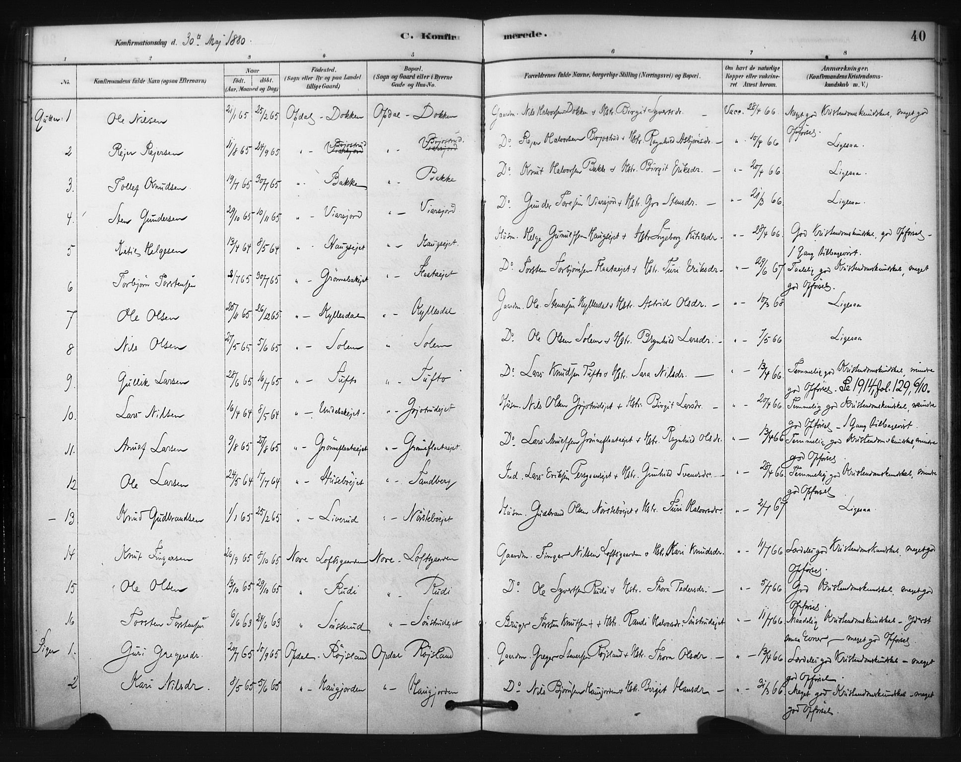 Nore kirkebøker, SAKO/A-238/F/Fc/L0003: Parish register (official) no. III 3, 1878-1884, p. 40