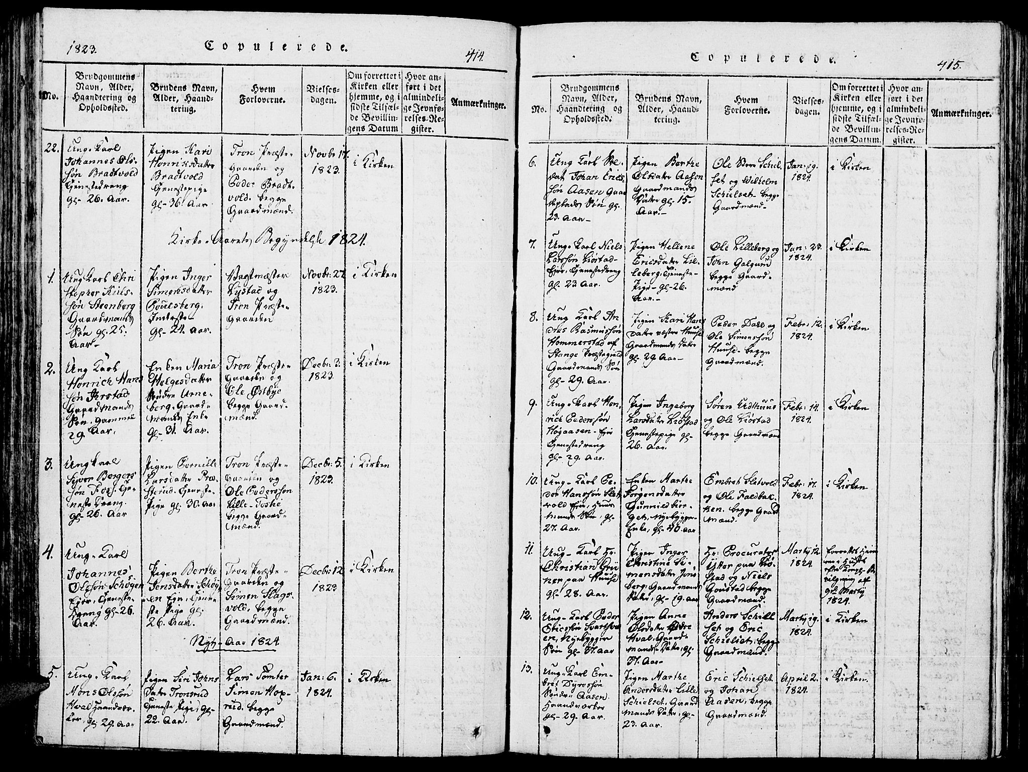 Romedal prestekontor, SAH/PREST-004/K/L0002: Parish register (official) no. 2, 1814-1828, p. 414-415