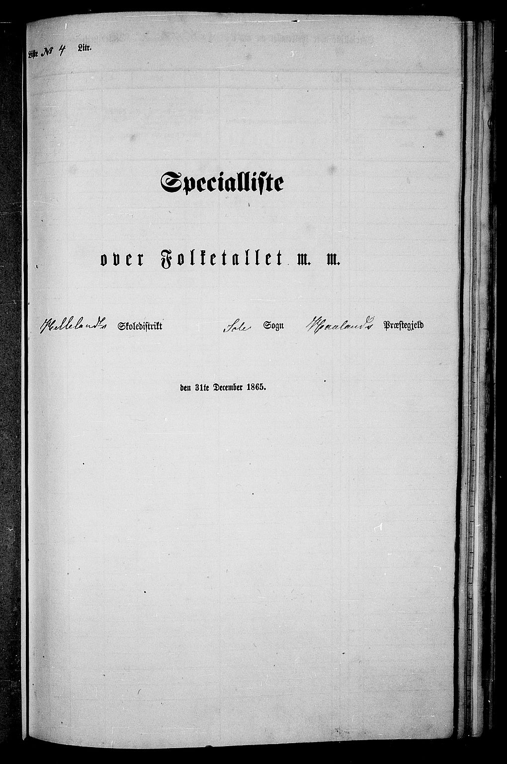 RA, 1865 census for Håland, 1865, p. 73