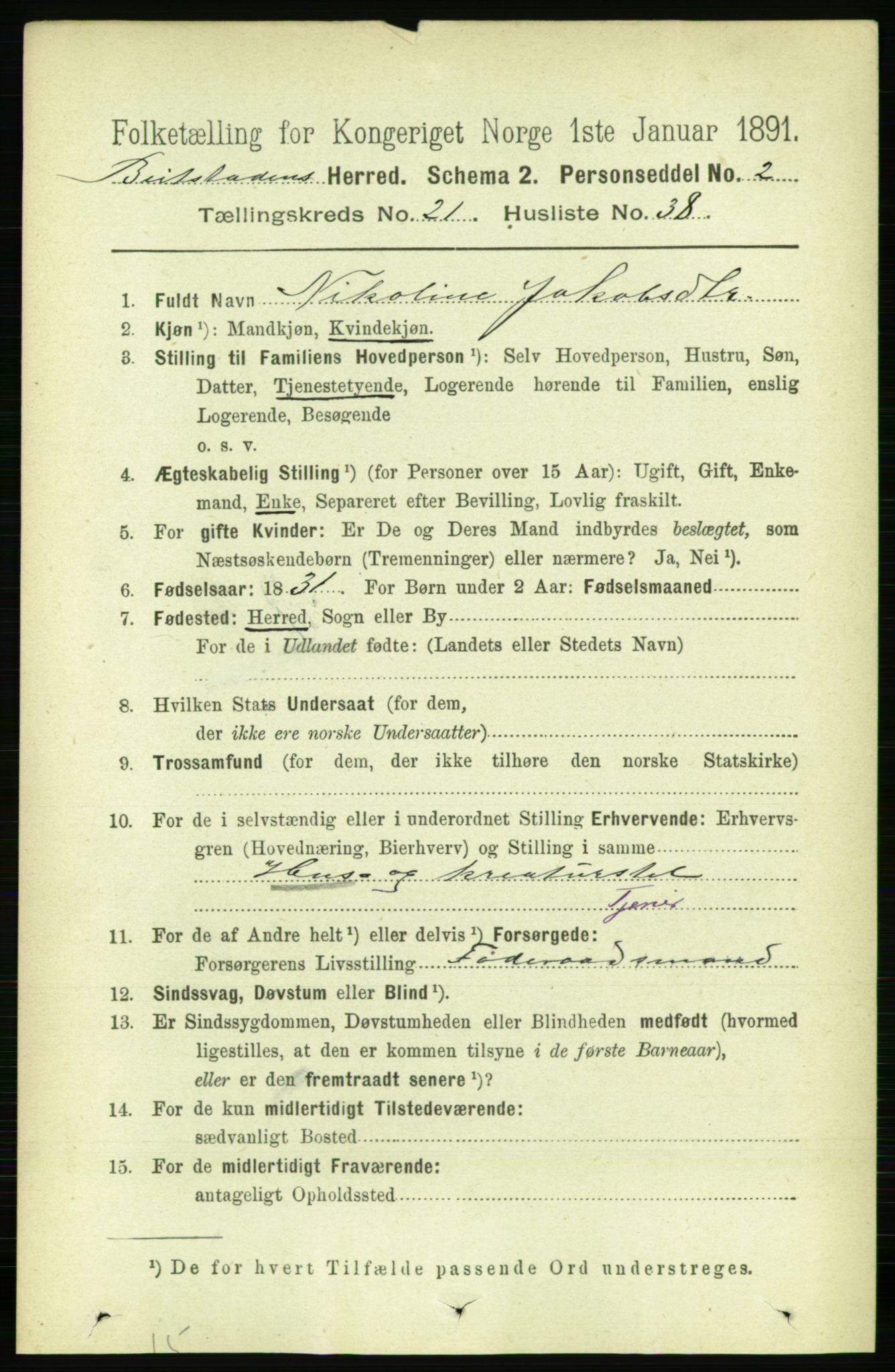 RA, 1891 census for 1727 Beitstad, 1891, p. 5641