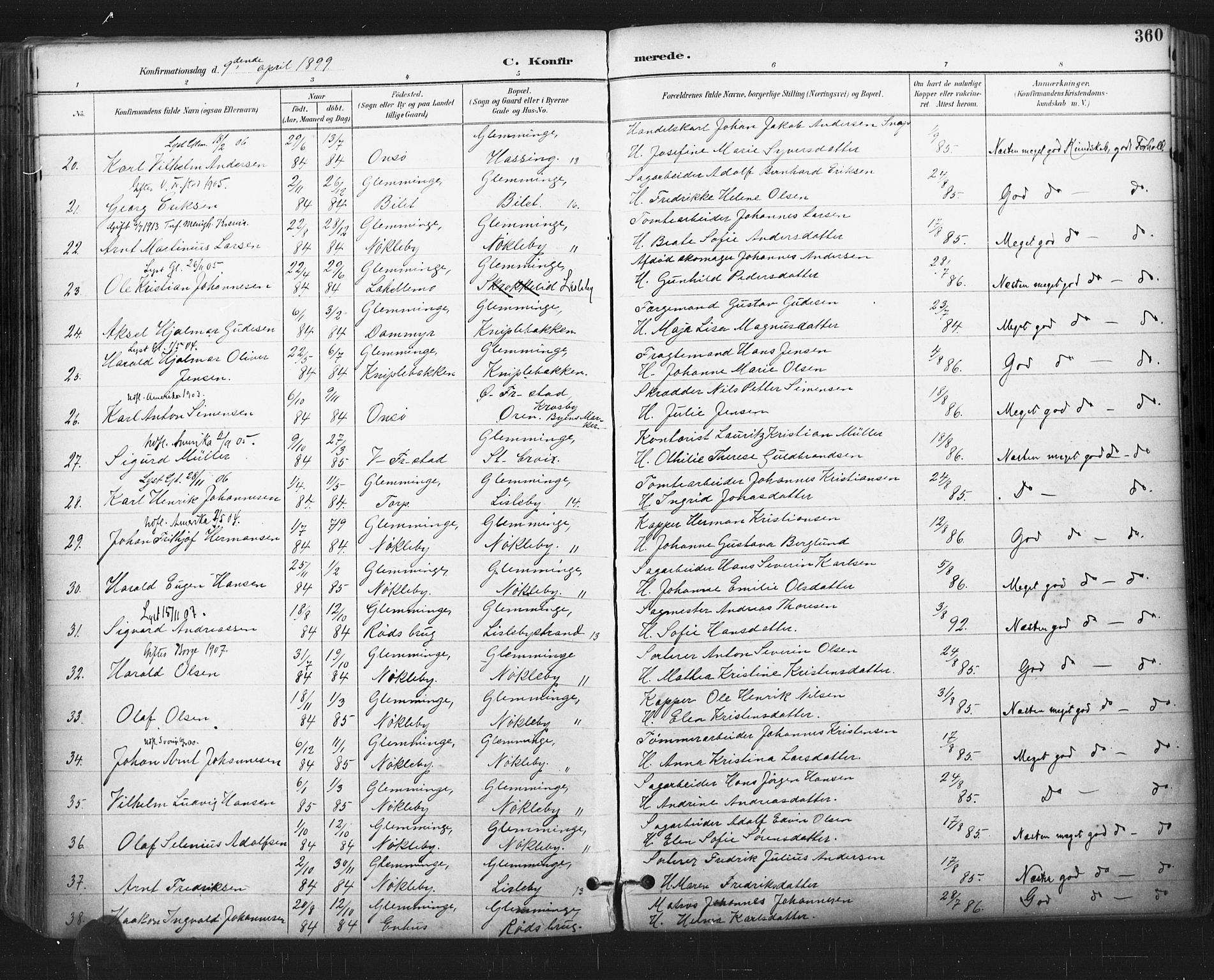 Glemmen prestekontor Kirkebøker, SAO/A-10908/F/Fa/L0013: Parish register (official) no. 13, 1892-1907, p. 360