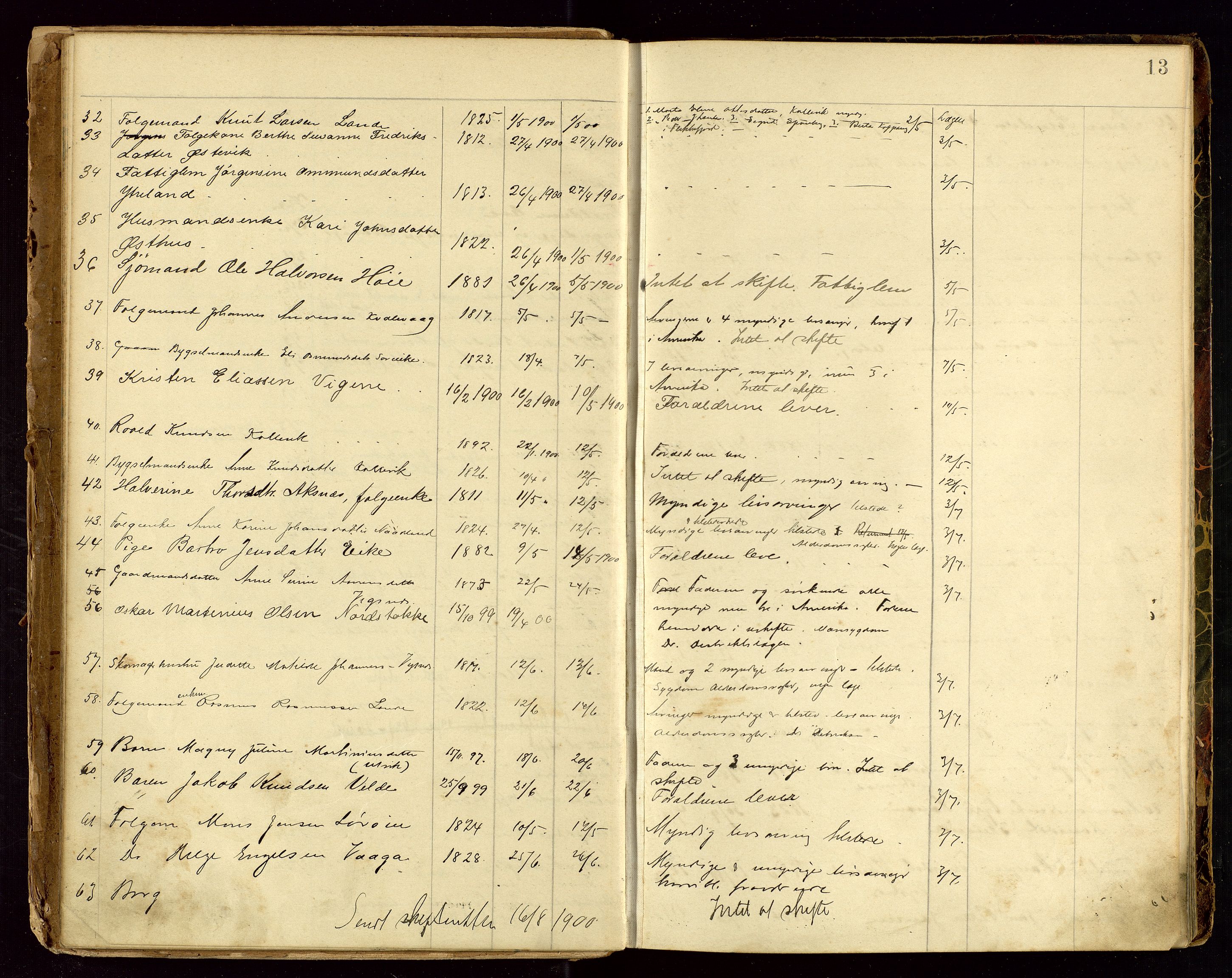 Avaldsnes lensmannskontor, SAST/A-100286/Gga/L0001: "Dødslistene Avaldsnæs Prtgd  2 - 87  Kopervig Sogn  38 - 120", 1897-1916, p. 13