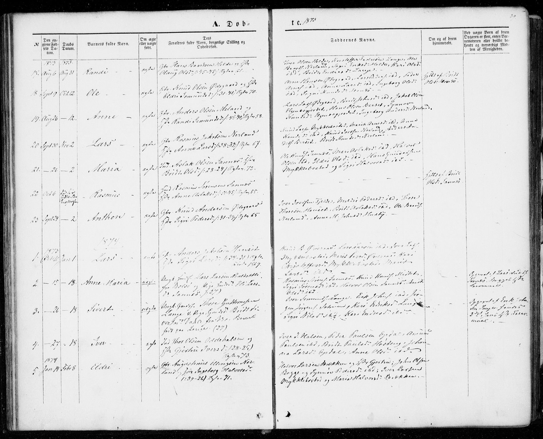 Ministerialprotokoller, klokkerbøker og fødselsregistre - Møre og Romsdal, SAT/A-1454/554/L0643: Parish register (official) no. 554A01, 1846-1879, p. 39