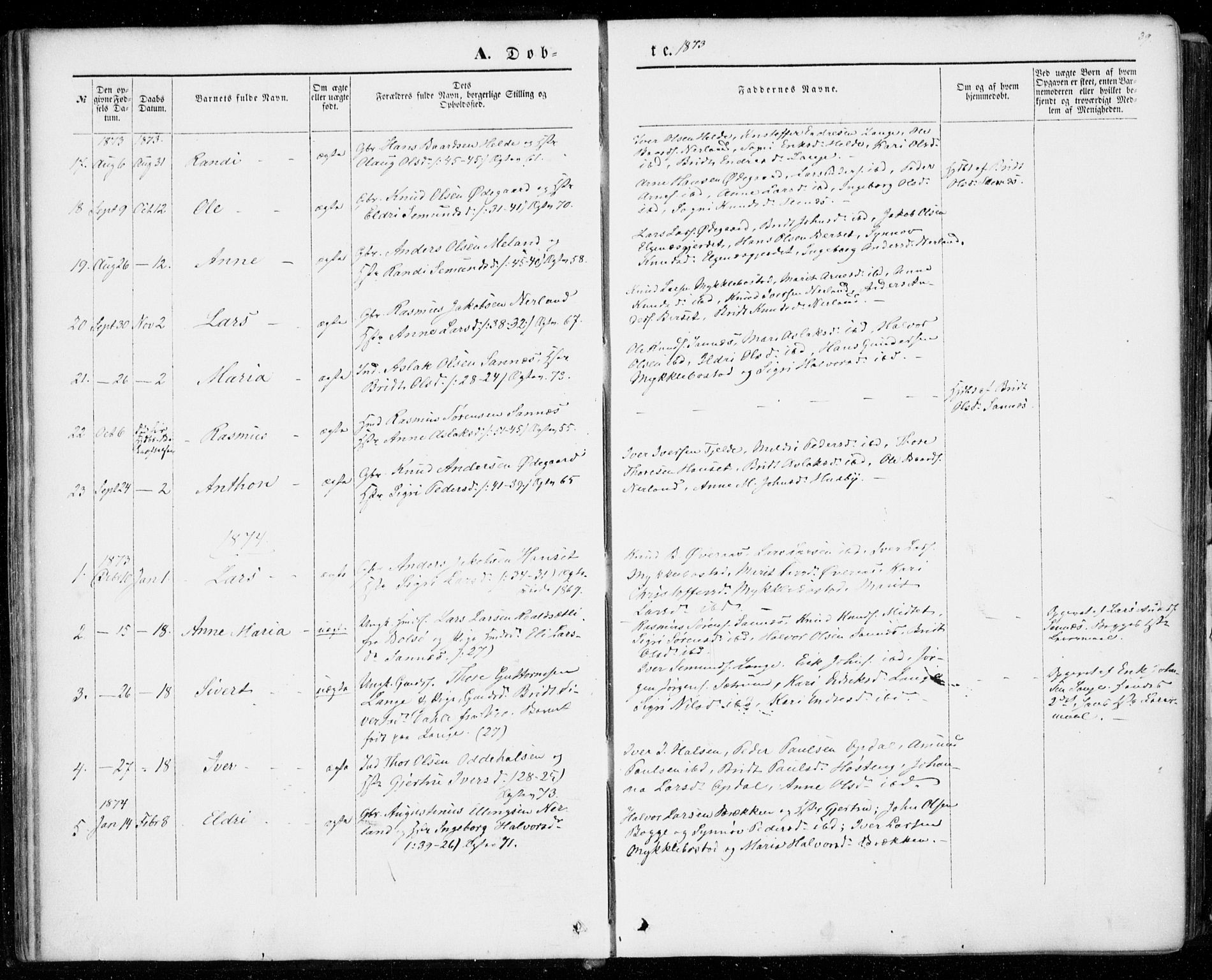 Ministerialprotokoller, klokkerbøker og fødselsregistre - Møre og Romsdal, AV/SAT-A-1454/554/L0643: Parish register (official) no. 554A01, 1846-1879, p. 39