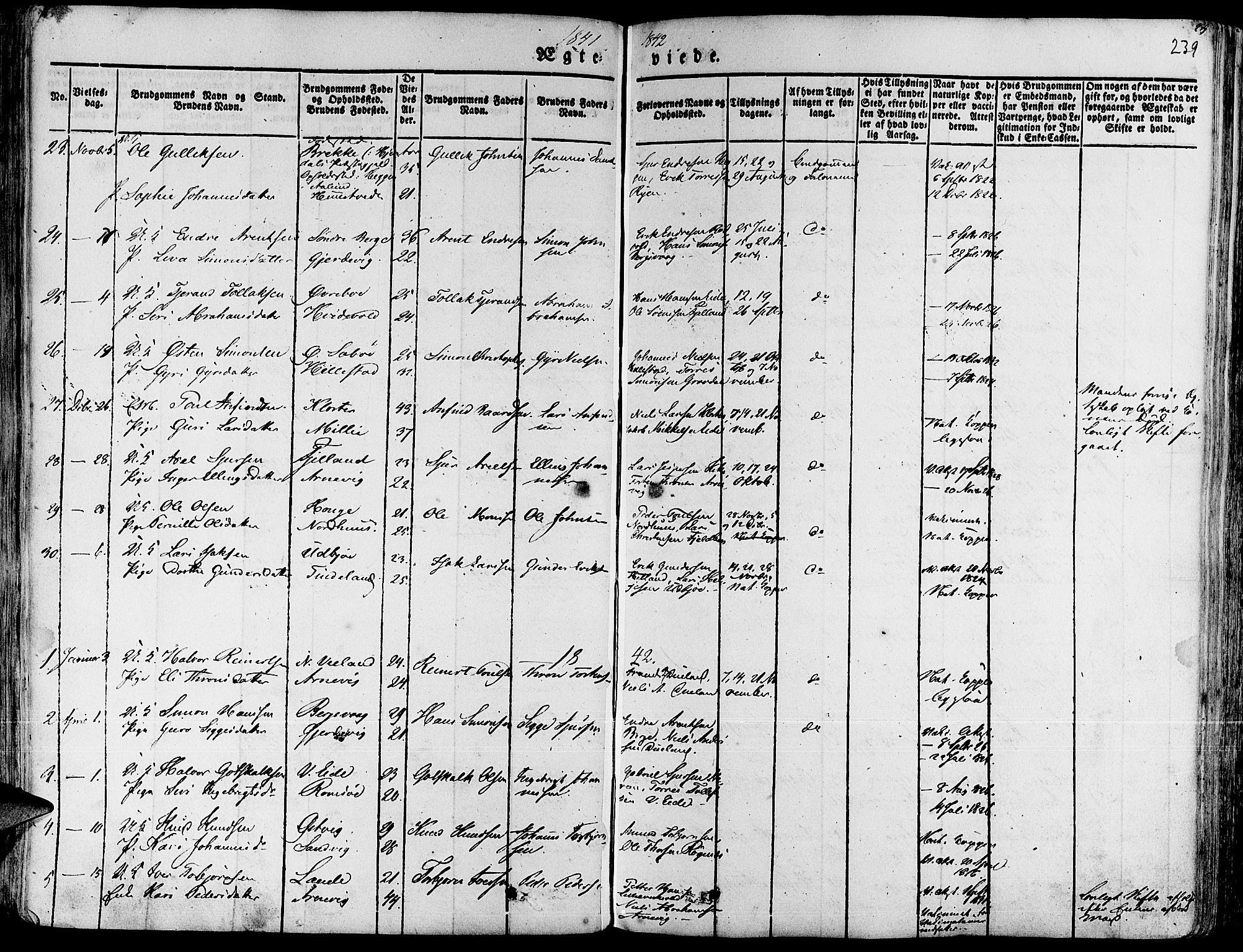 Fjelberg sokneprestembete, SAB/A-75201/H/Haa: Parish register (official) no. A 6, 1835-1851, p. 239