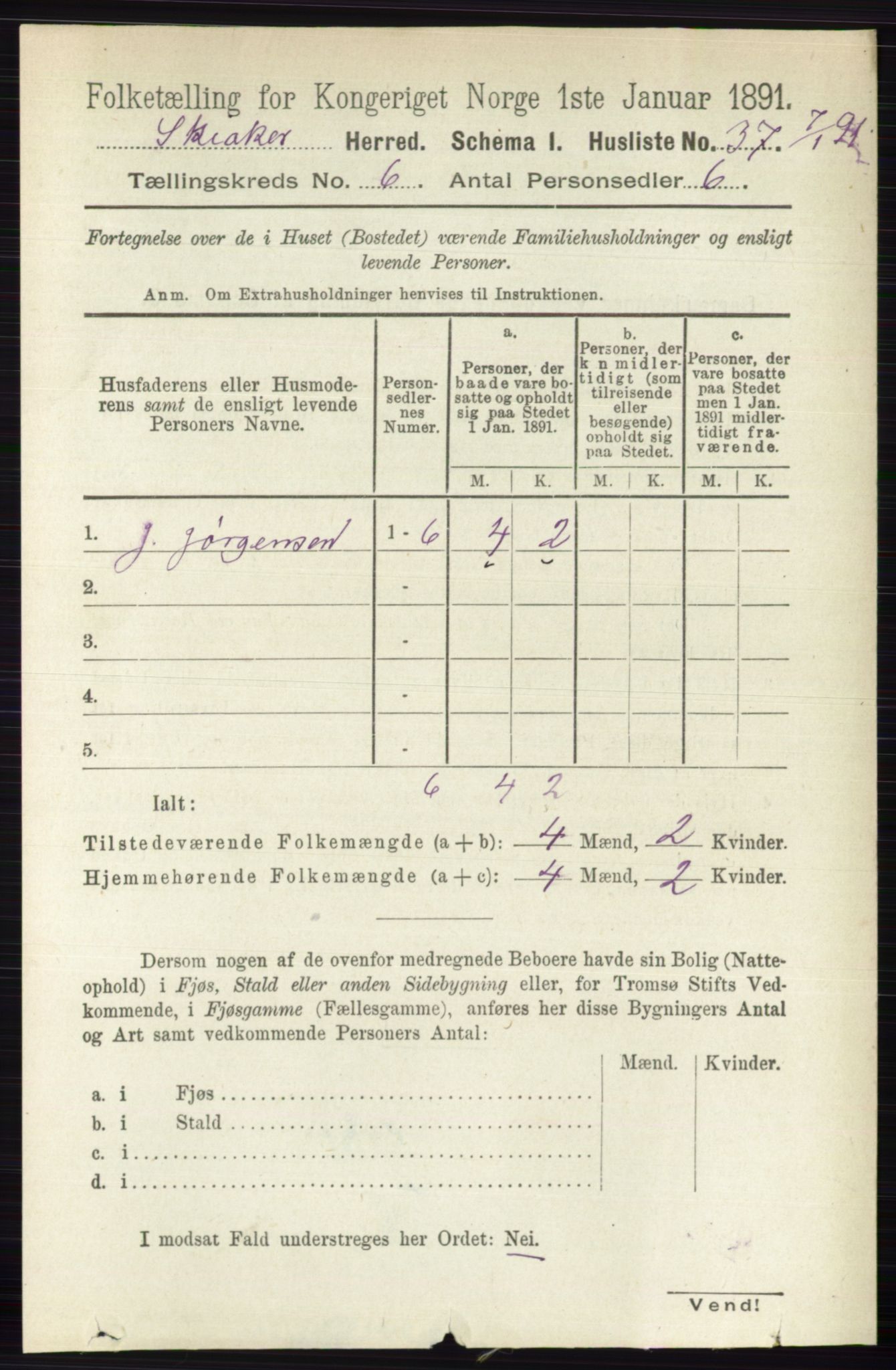 RA, 1891 census for 0513 Skjåk, 1891, p. 2018