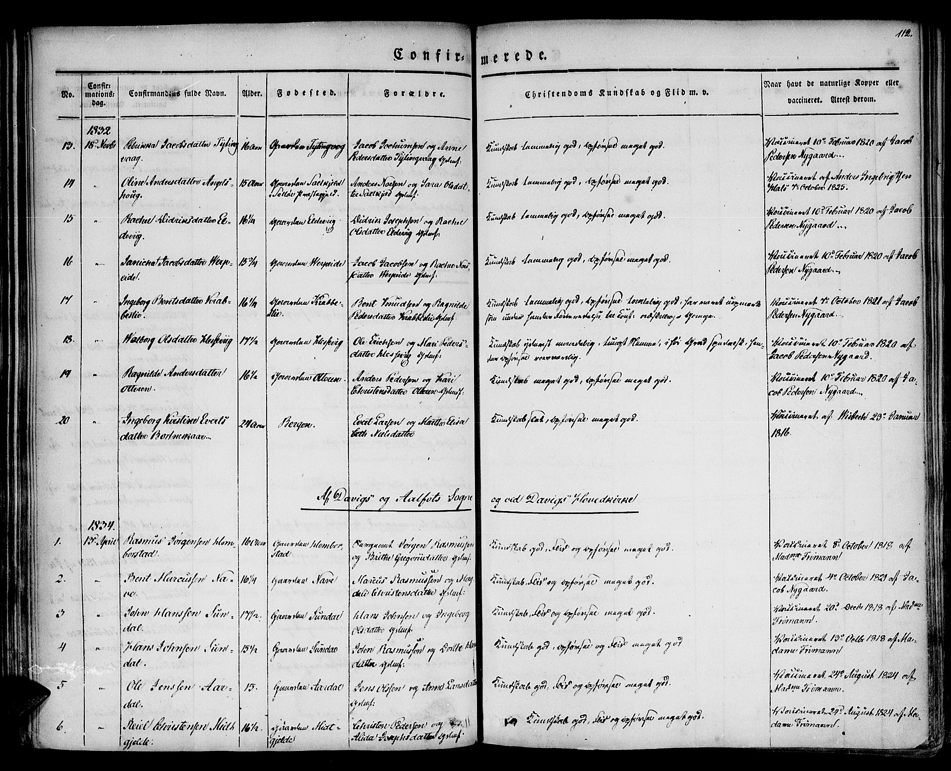 Davik sokneprestembete, AV/SAB-A-79701/H/Haa/Haaa/L0004: Parish register (official) no. A 4, 1830-1849, p. 112