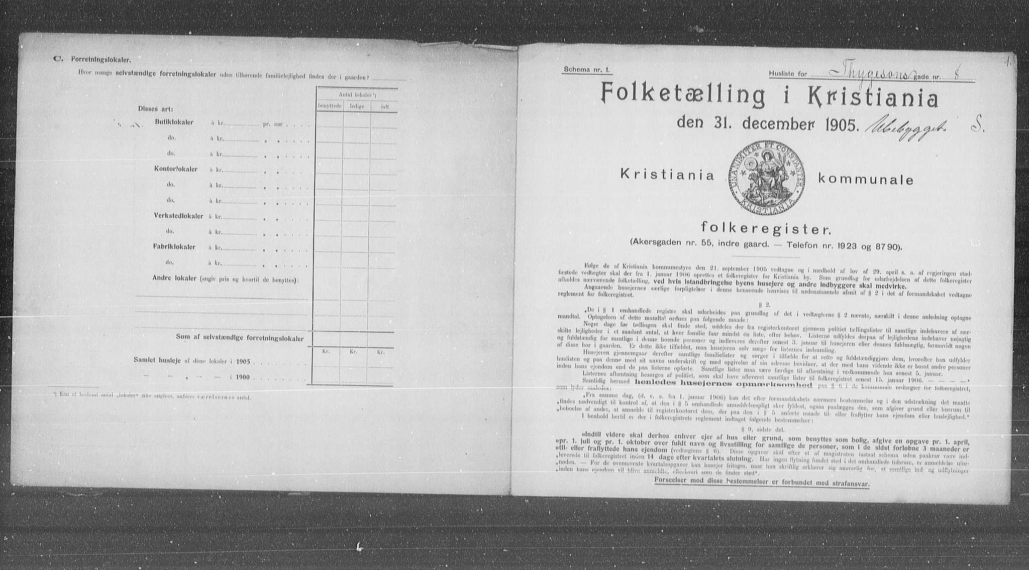 OBA, Municipal Census 1905 for Kristiania, 1905, p. 58426
