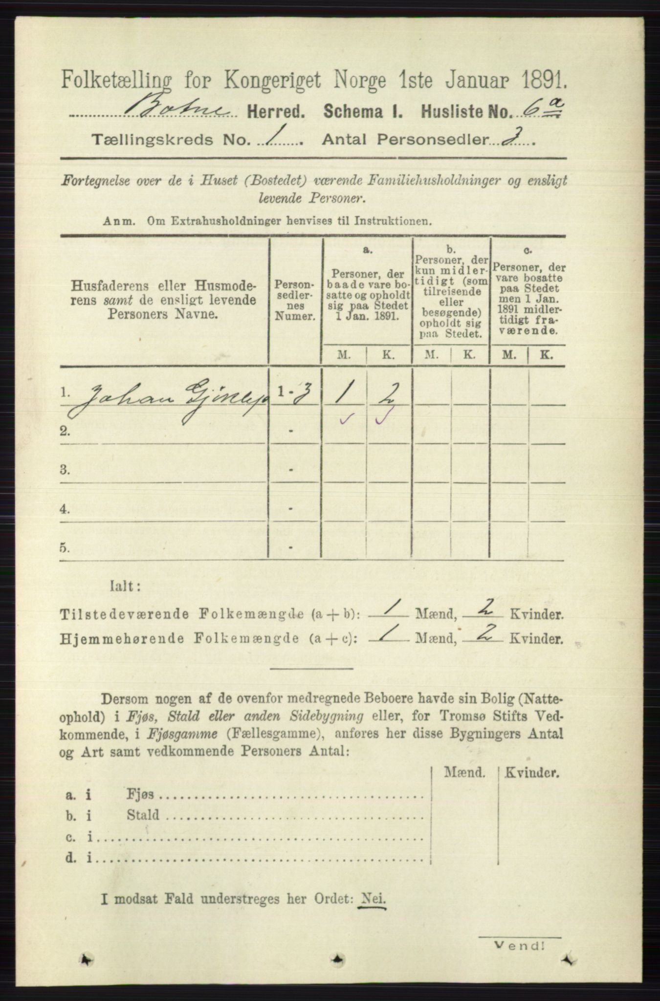 RA, 1891 census for 0715 Botne, 1891, p. 24