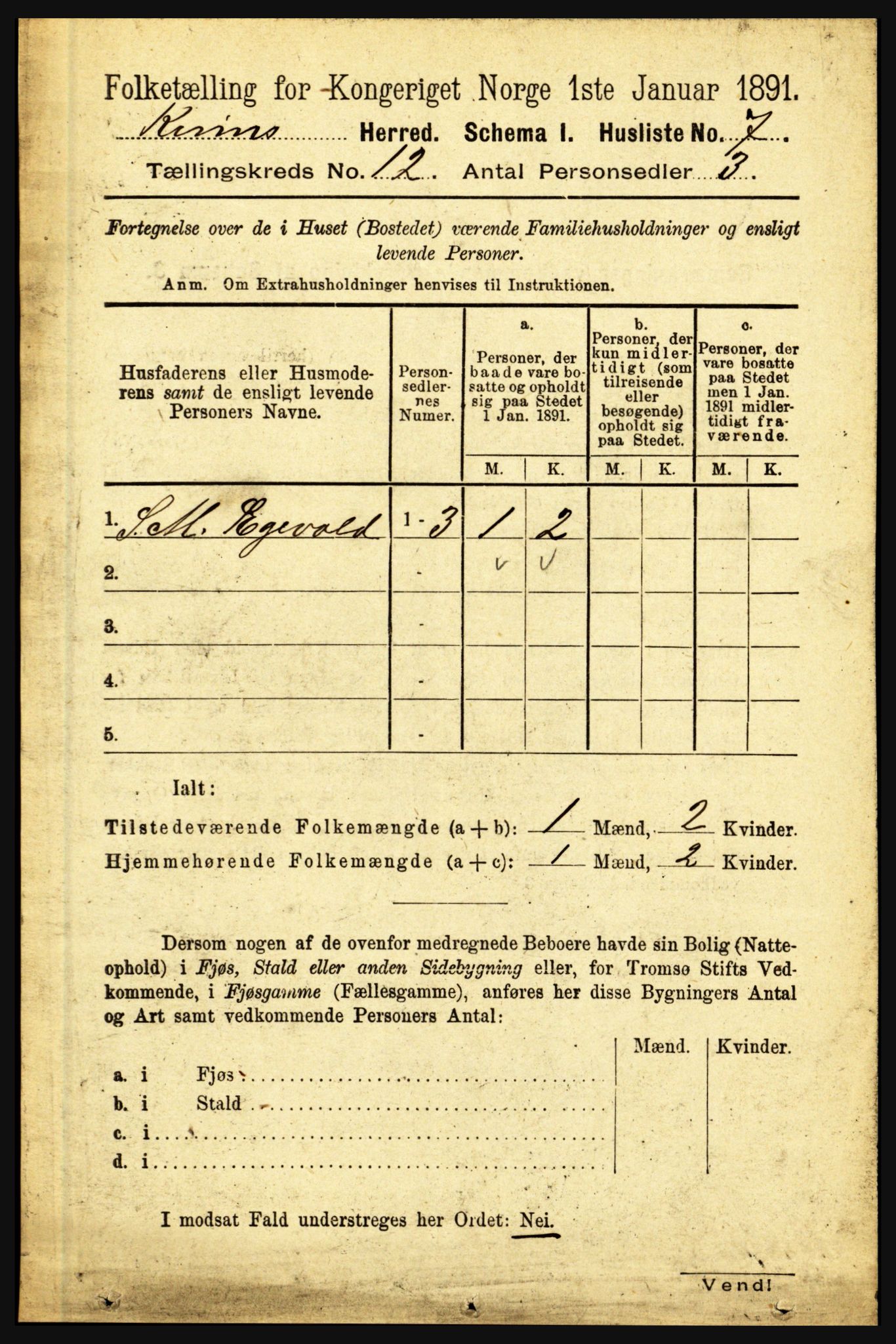 RA, 1891 census for 1437 Kinn, 1891, p. 4437