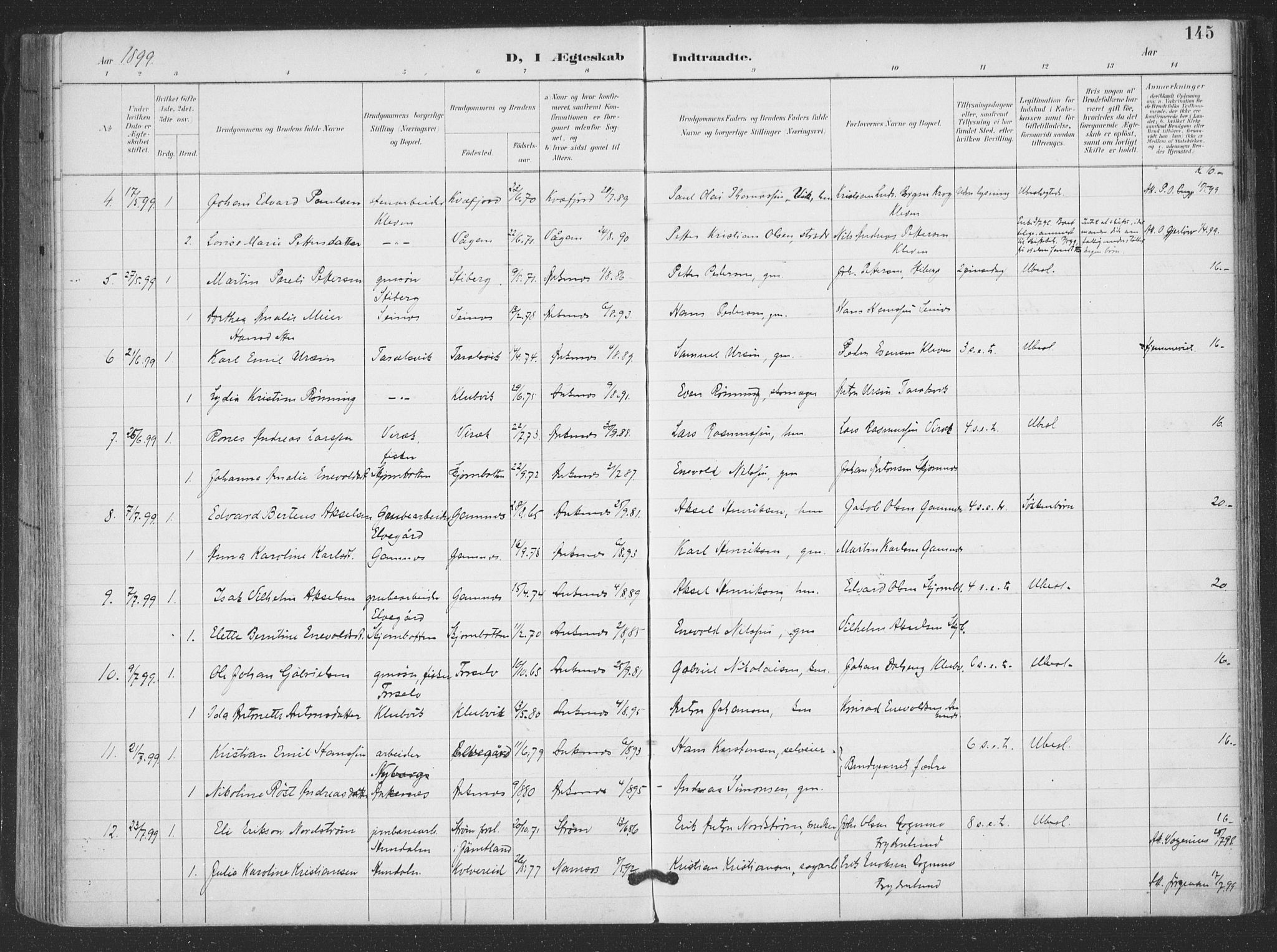 Ministerialprotokoller, klokkerbøker og fødselsregistre - Nordland, AV/SAT-A-1459/866/L0939: Parish register (official) no. 866A02, 1894-1906, p. 145