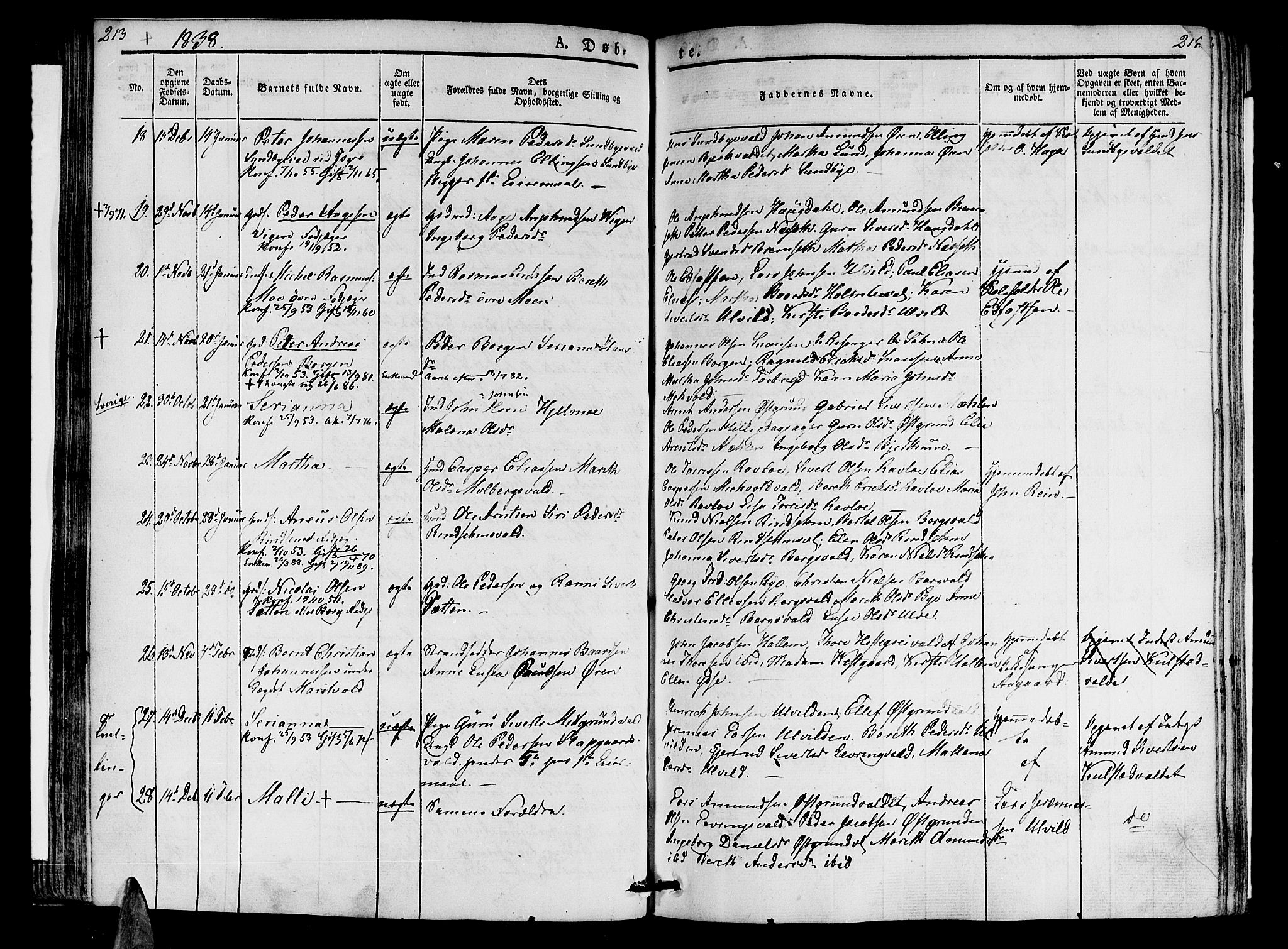 Ministerialprotokoller, klokkerbøker og fødselsregistre - Nord-Trøndelag, SAT/A-1458/723/L0238: Parish register (official) no. 723A07, 1831-1840, p. 213-214