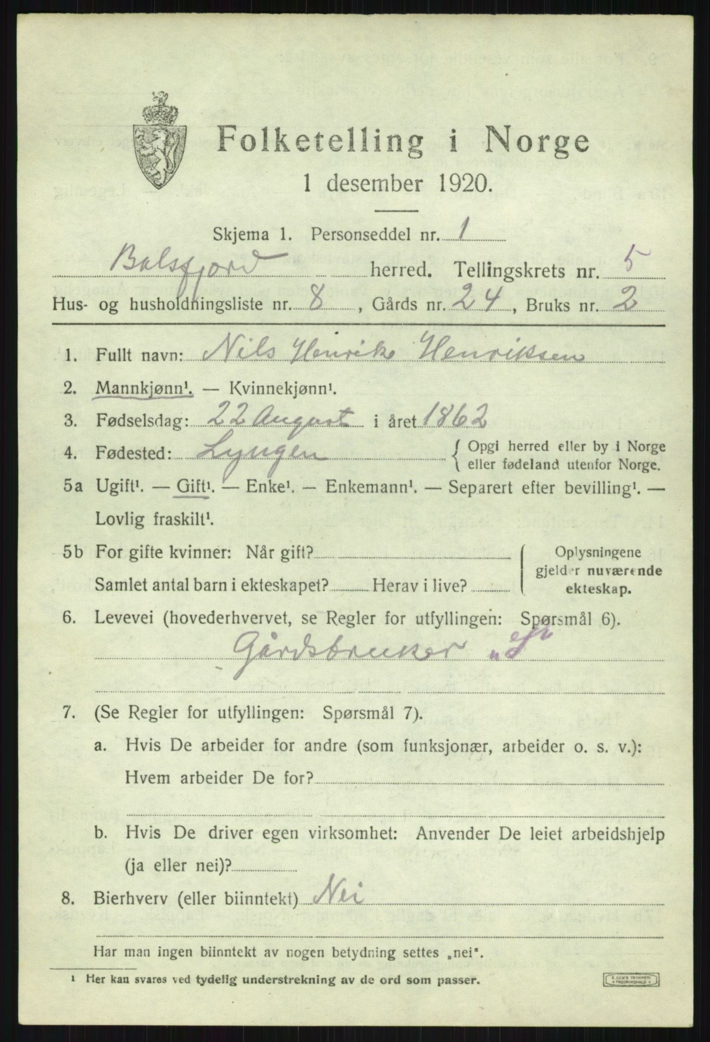 SATØ, 1920 census for Balsfjord, 1920, p. 3200