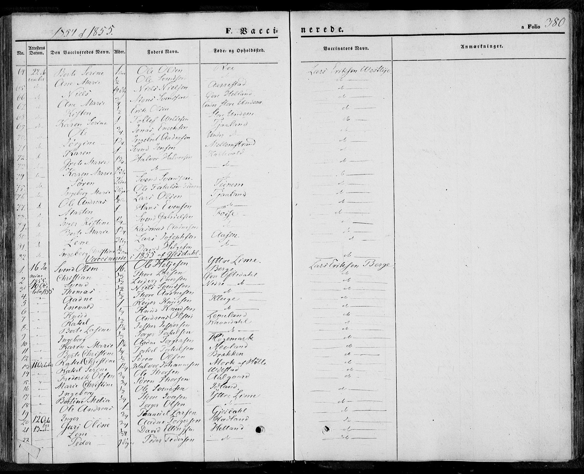 Lye sokneprestkontor, SAST/A-101794/001/30BA/L0006: Parish register (official) no. A 5.2, 1842-1855, p. 380