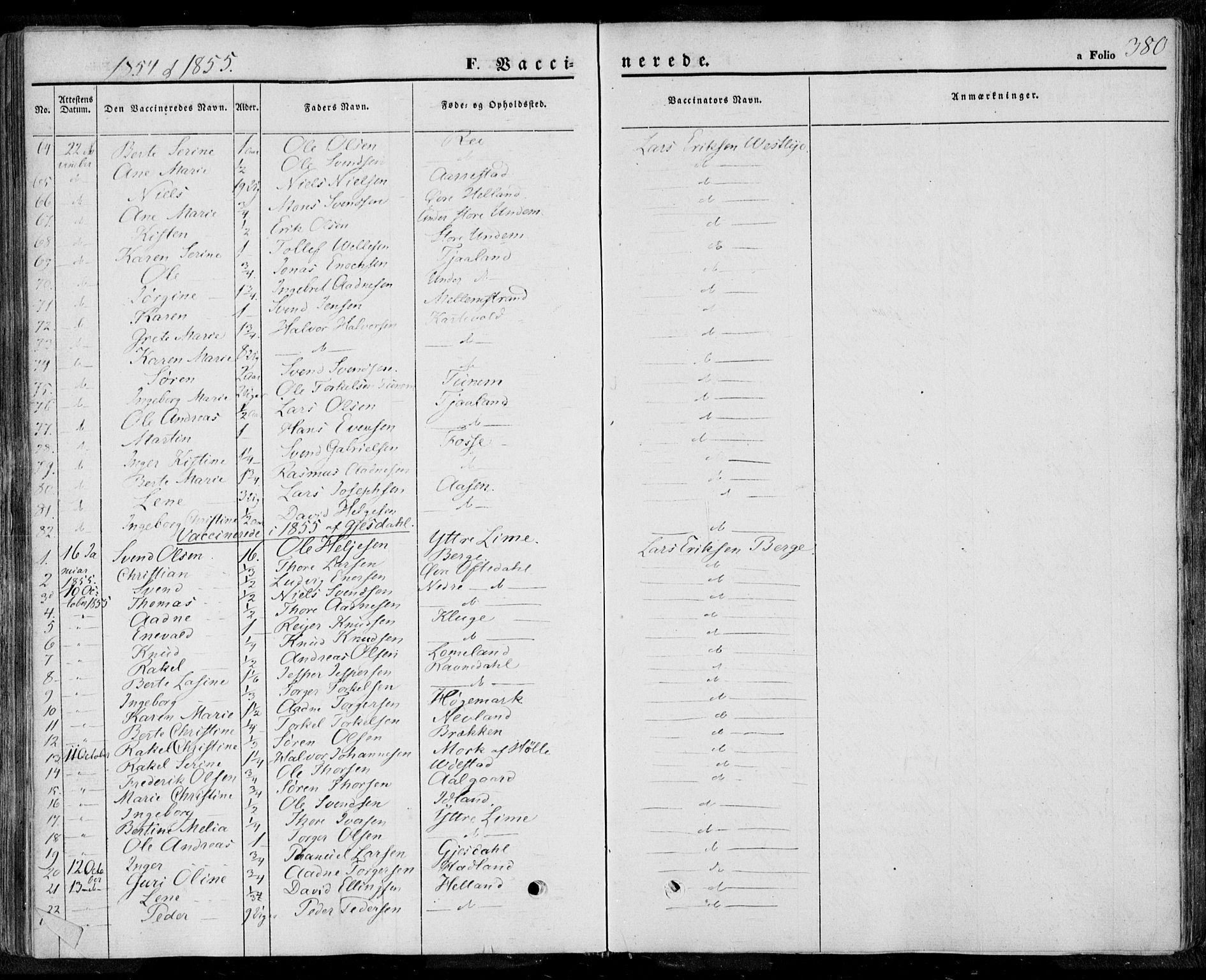 Lye sokneprestkontor, AV/SAST-A-101794/001/30BA/L0006: Parish register (official) no. A 5.2, 1842-1855, p. 380