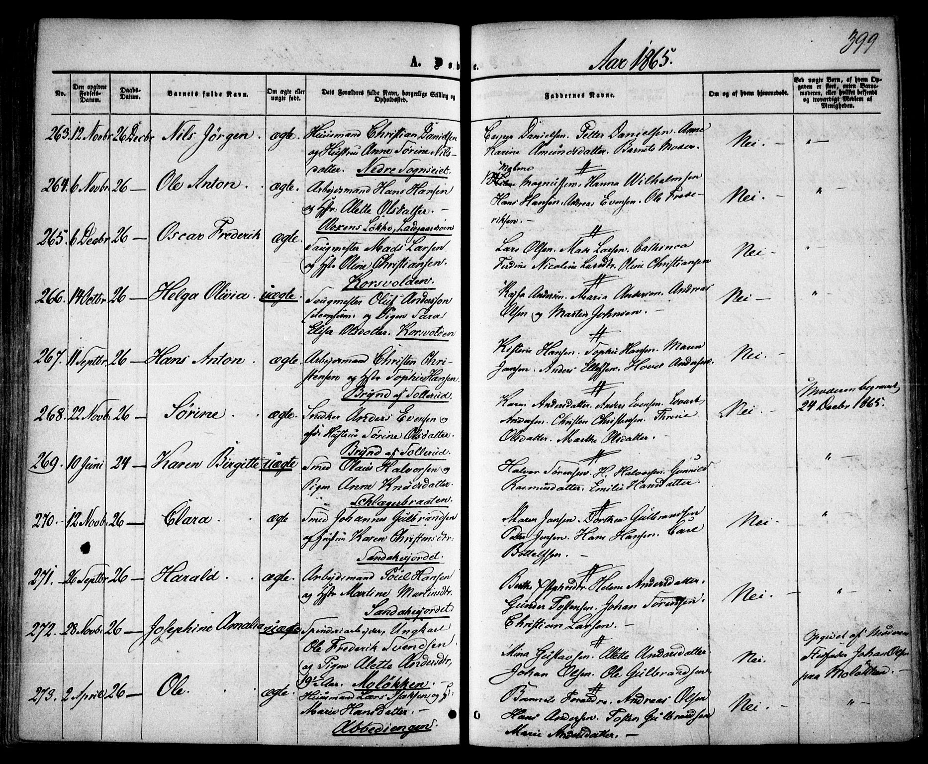 Vestre Aker prestekontor Kirkebøker, AV/SAO-A-10025/F/Fa/L0003: Parish register (official) no. 3, 1857-1868, p. 399