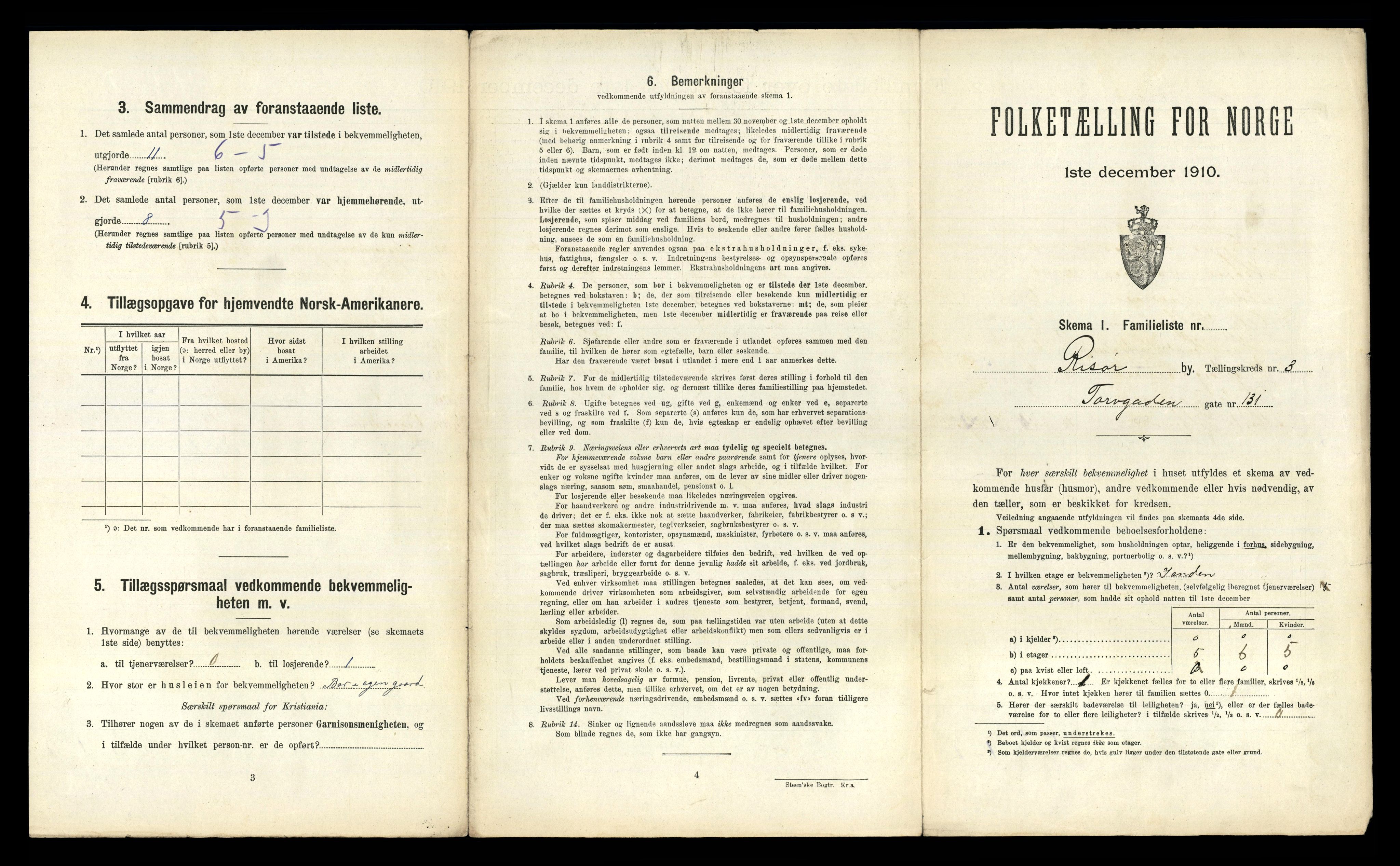 RA, 1910 census for Risør, 1910, p. 1899