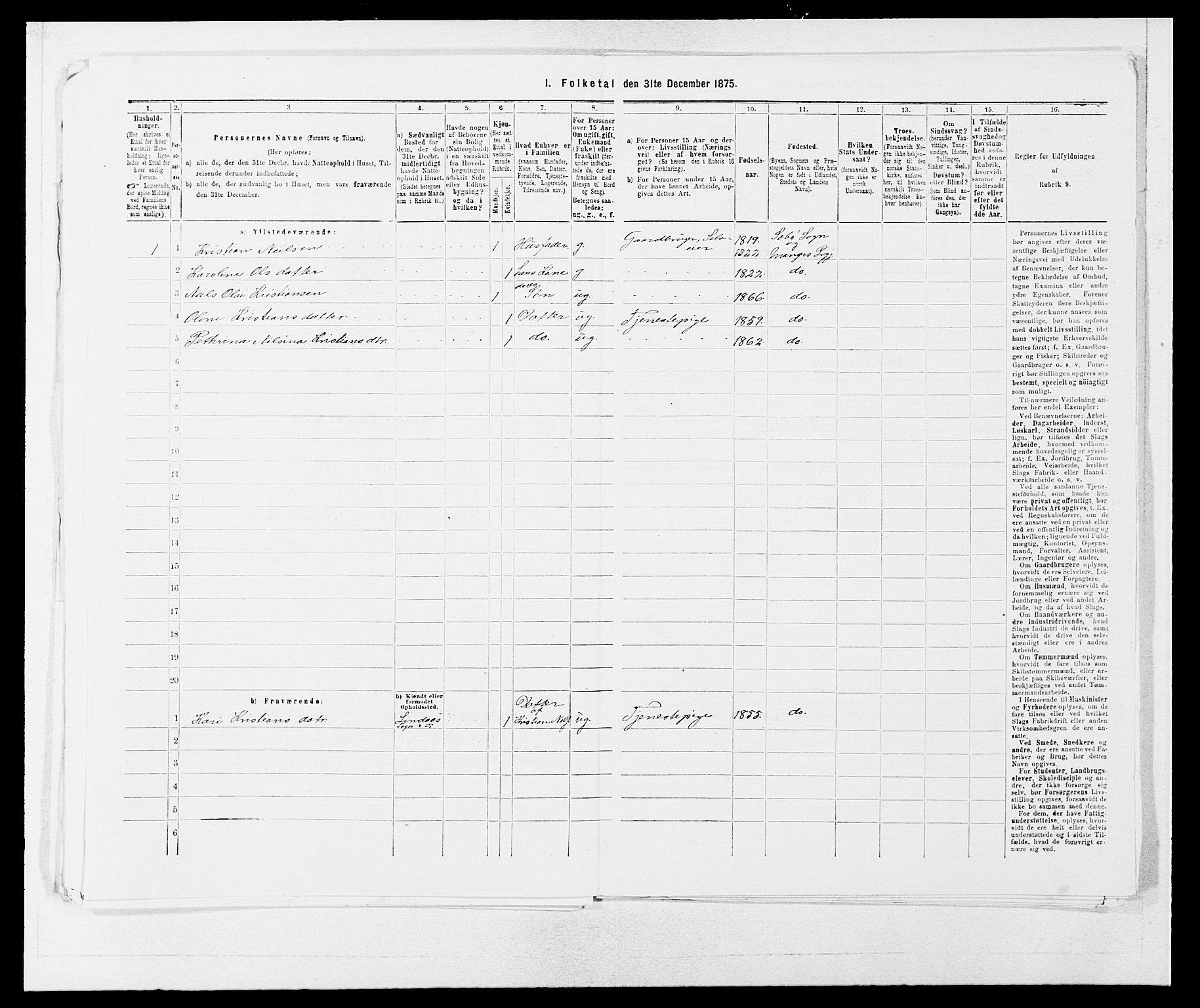 SAB, 1875 census for 1261P Manger, 1875, p. 1021