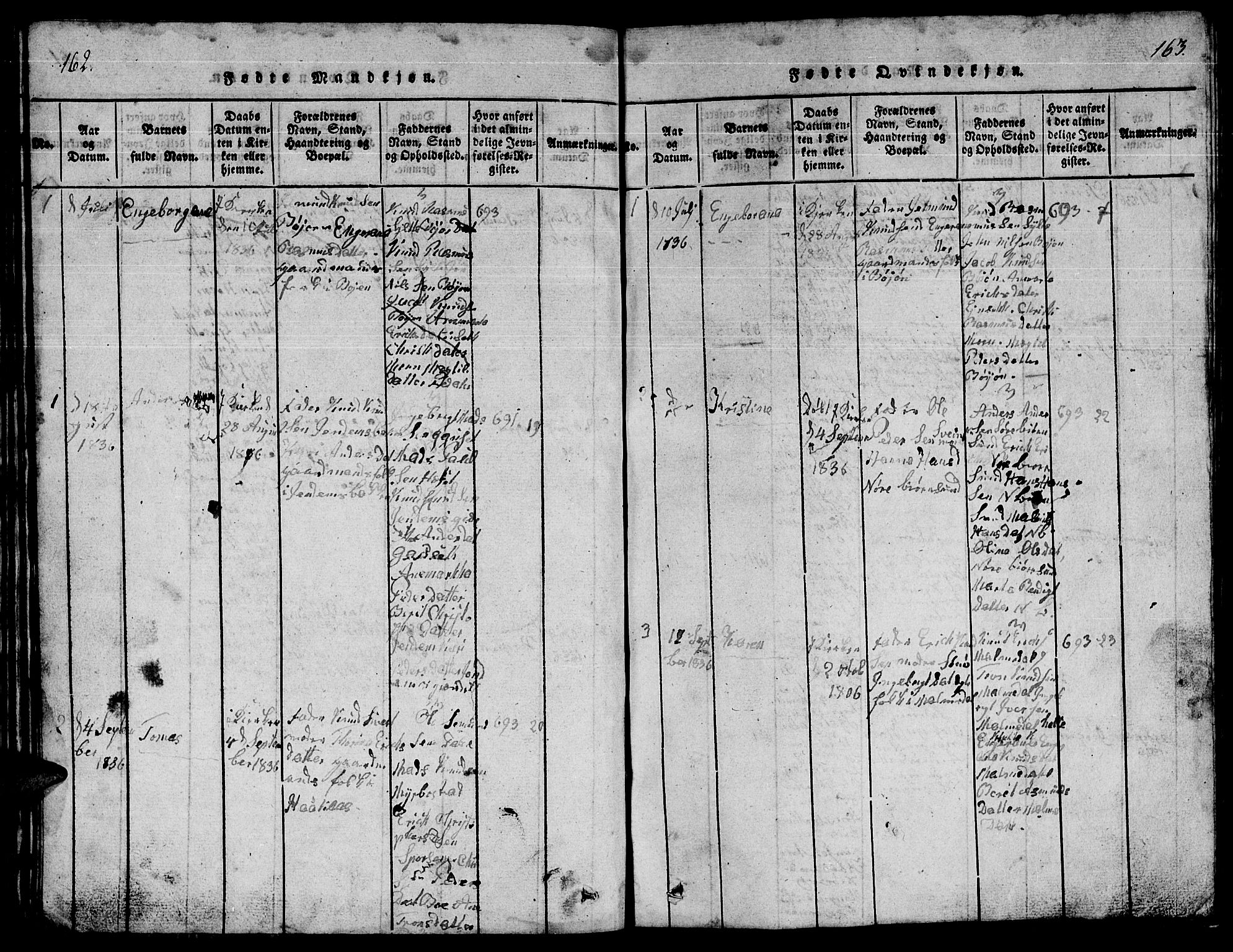 Ministerialprotokoller, klokkerbøker og fødselsregistre - Møre og Romsdal, AV/SAT-A-1454/565/L0752: Parish register (copy) no. 565C01, 1817-1844, p. 162-163