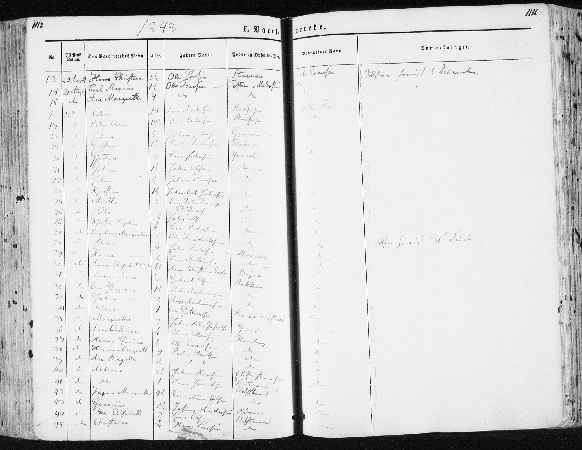 Ministerialprotokoller, klokkerbøker og fødselsregistre - Sør-Trøndelag, AV/SAT-A-1456/659/L0736: Parish register (official) no. 659A06, 1842-1856, p. 1115-1116