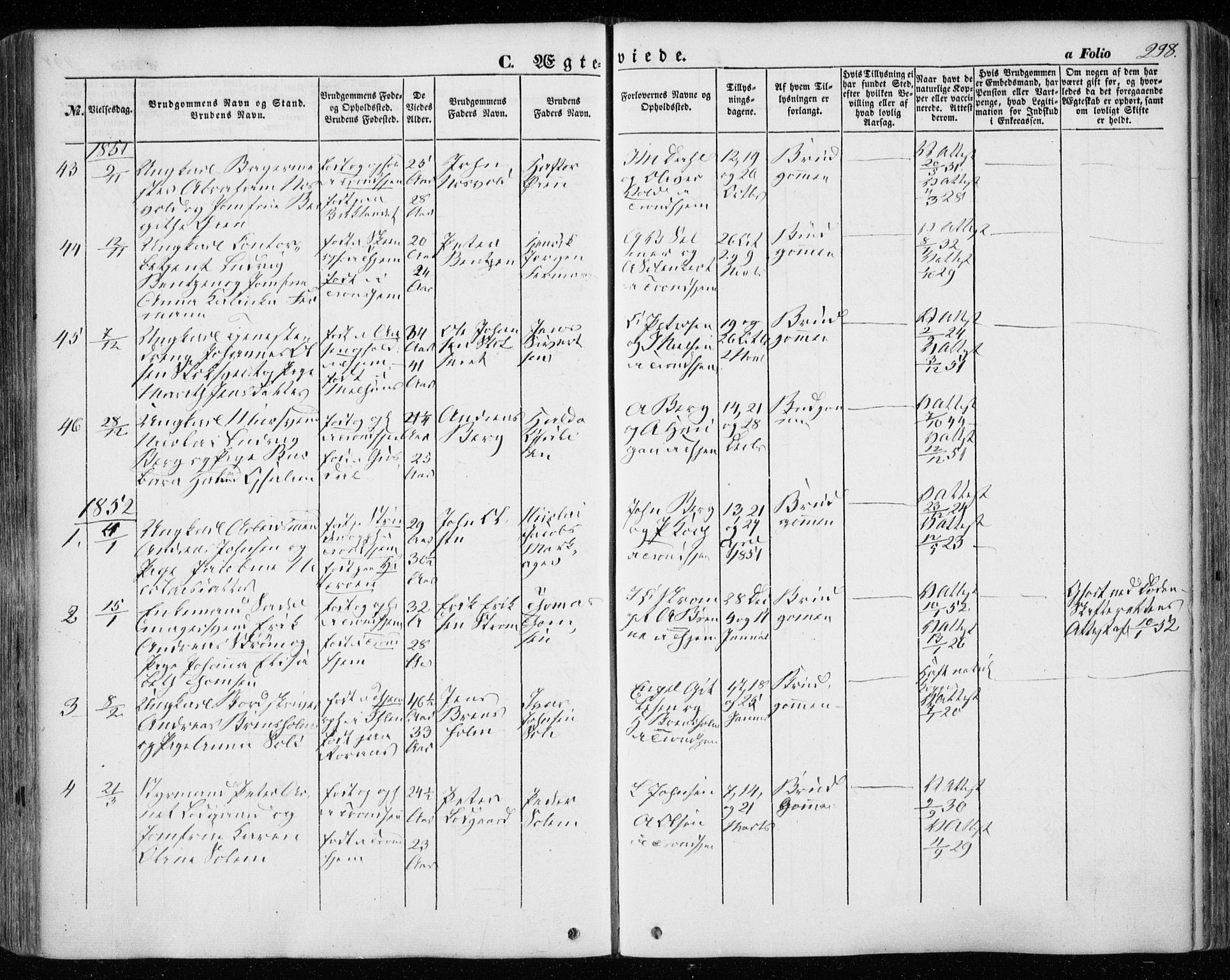 Ministerialprotokoller, klokkerbøker og fødselsregistre - Sør-Trøndelag, AV/SAT-A-1456/601/L0051: Parish register (official) no. 601A19, 1848-1857, p. 298