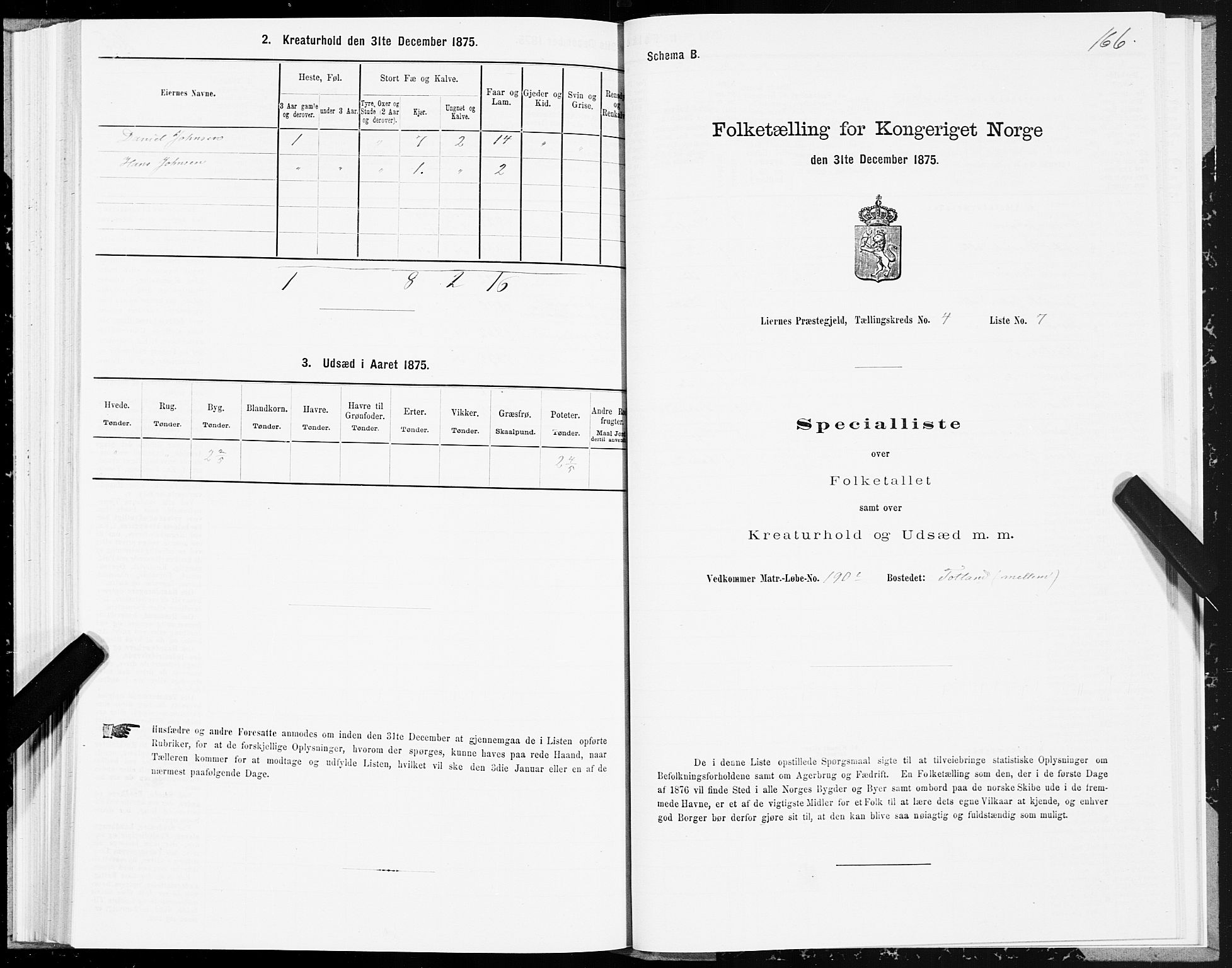 SAT, 1875 census for 1737P Lierne, 1875, p. 1166