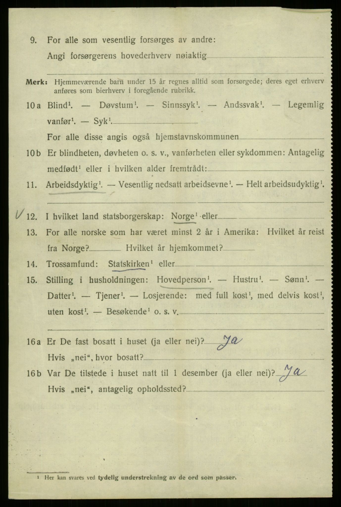 SAB, 1920 census for Bergen, 1920, p. 184785