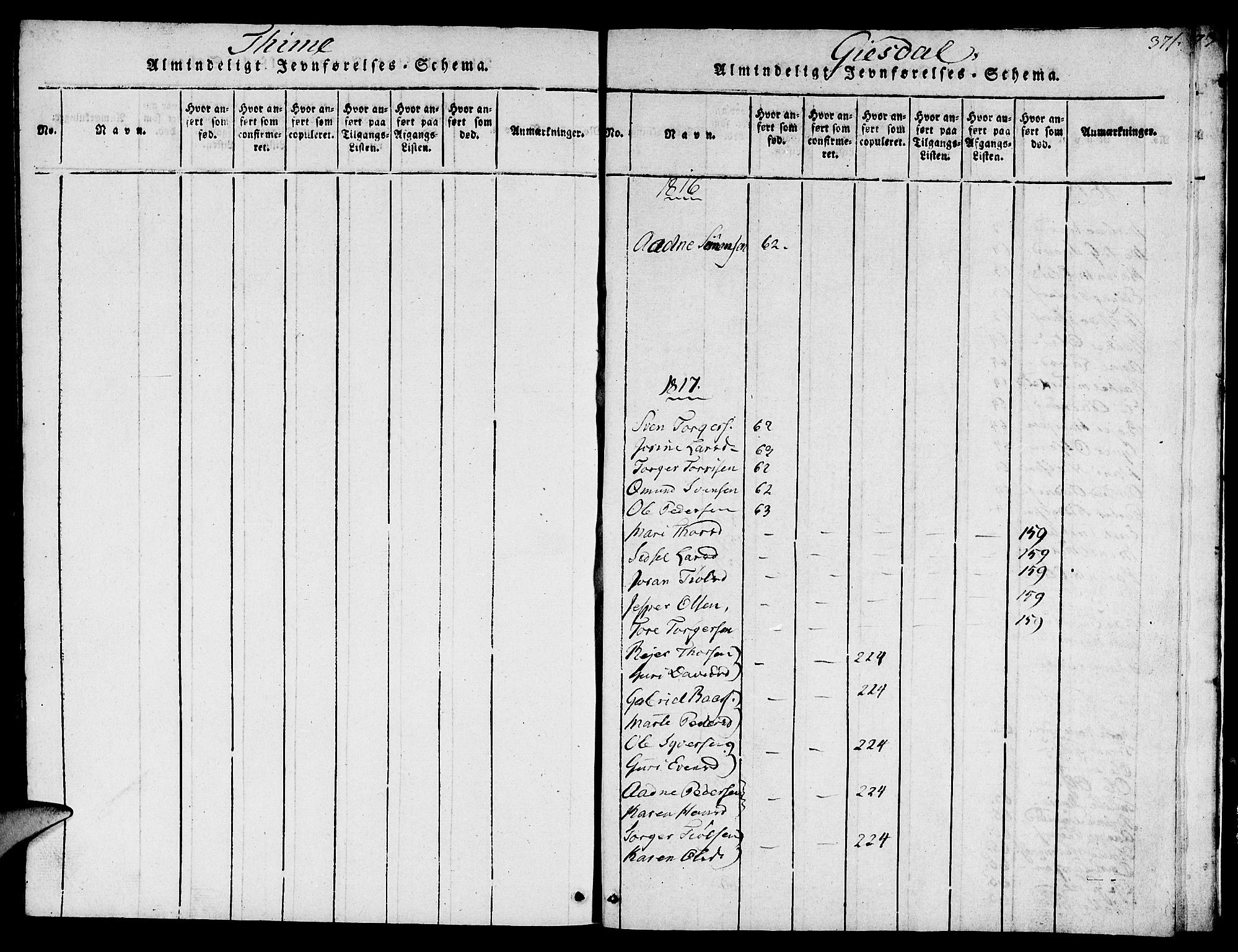 Lye sokneprestkontor, SAST/A-101794/001/30BB/L0001: Parish register (copy) no. B 1 /2, 1816-1826, p. 371