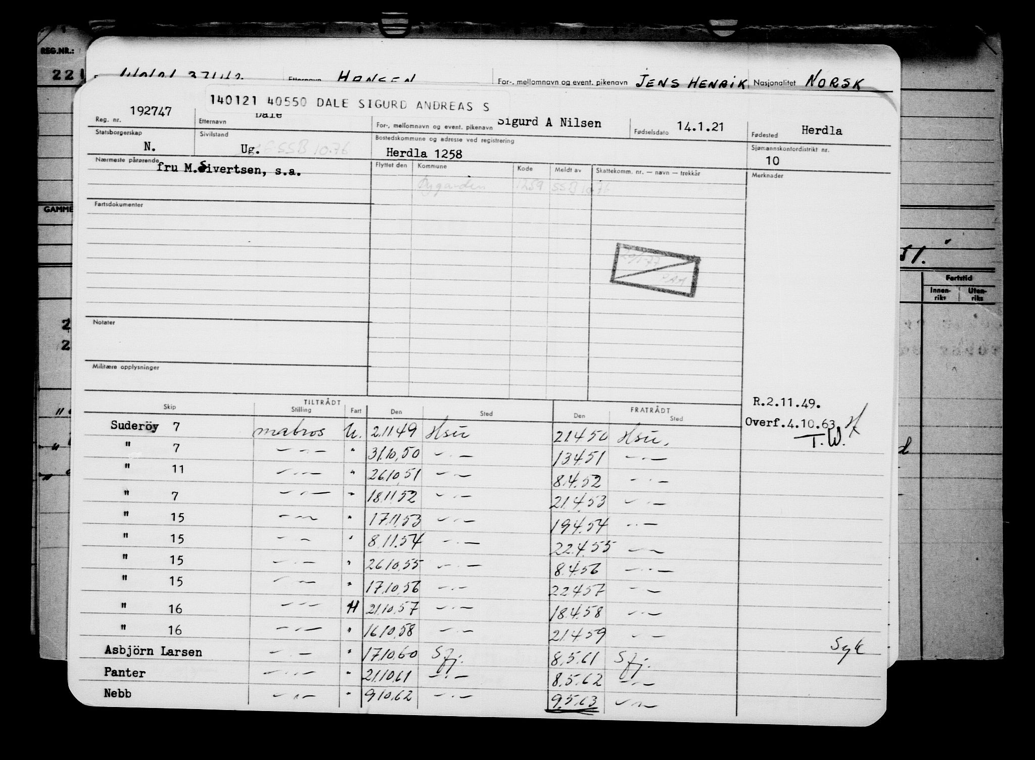 Direktoratet for sjømenn, AV/RA-S-3545/G/Gb/L0189: Hovedkort, 1921, p. 295