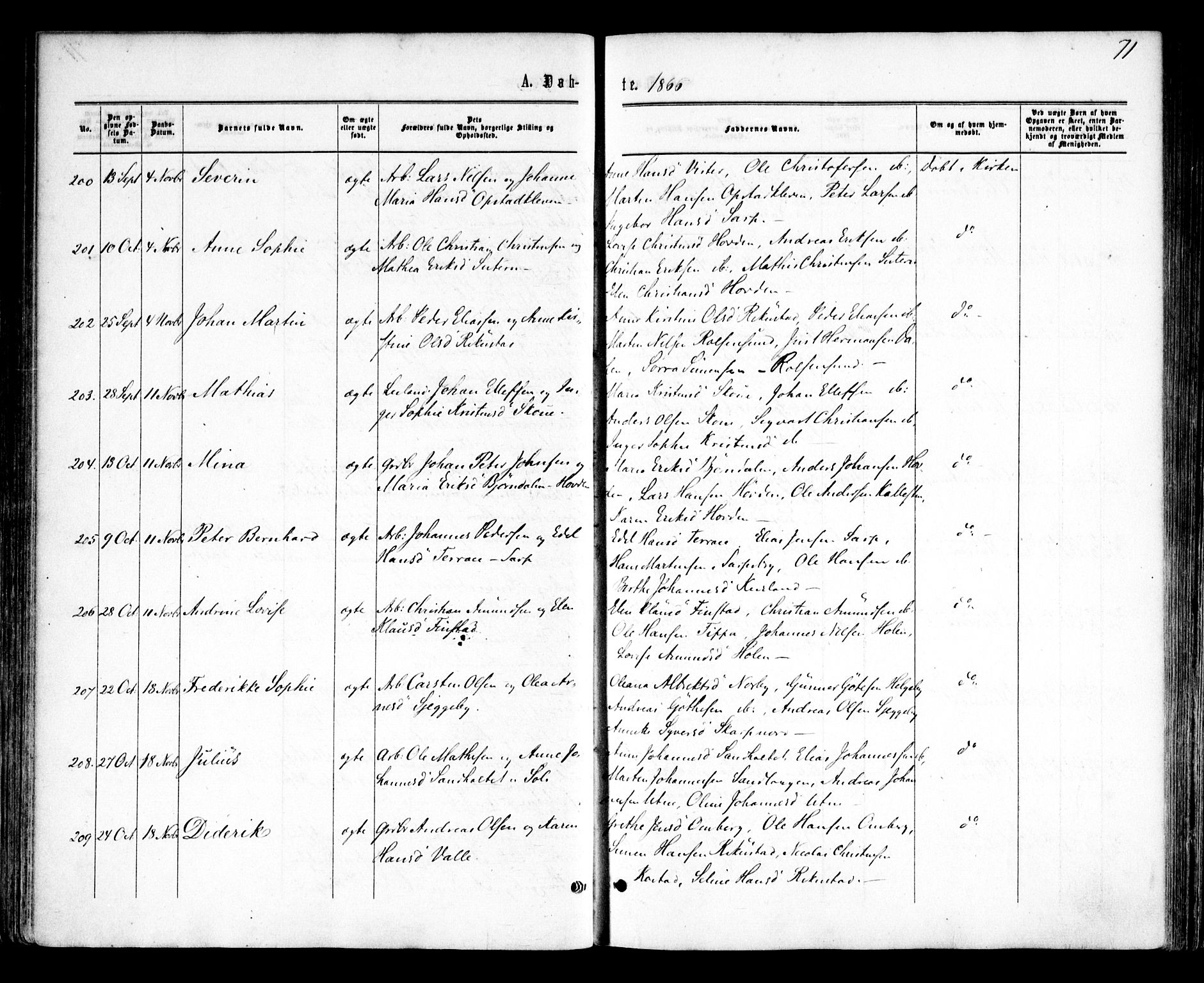 Tune prestekontor Kirkebøker, SAO/A-2007/F/Fa/L0014: Parish register (official) no. 14, 1864-1868, p. 71
