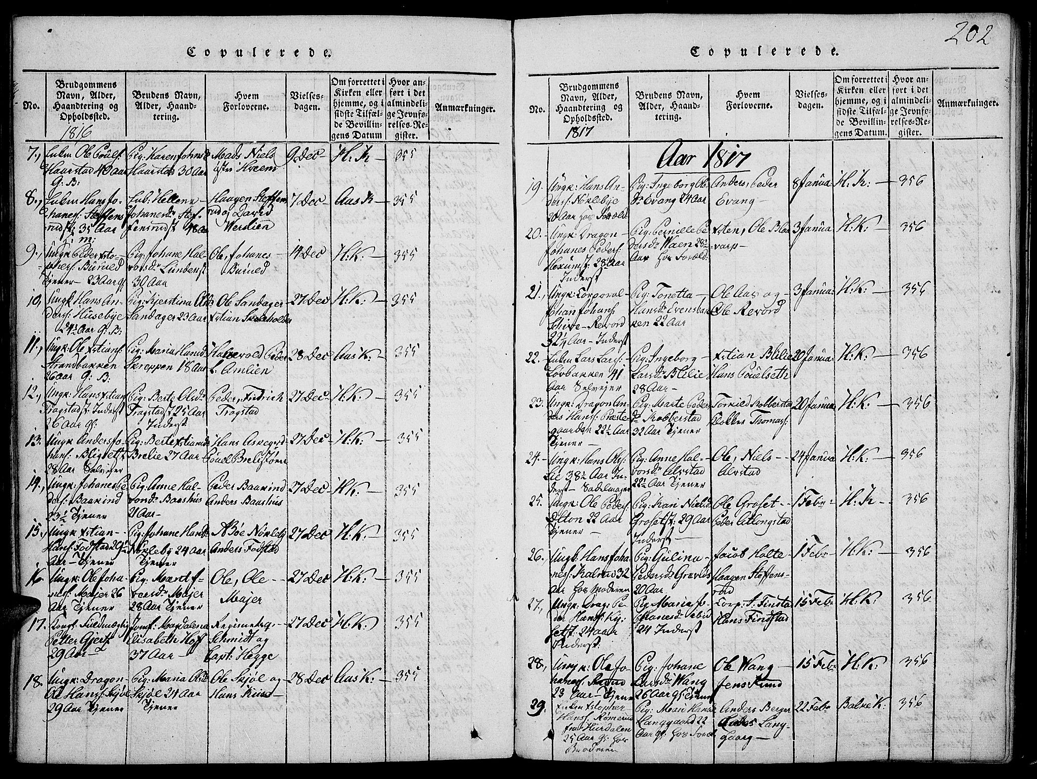 Toten prestekontor, AV/SAH-PREST-102/H/Ha/Haa/L0009: Parish register (official) no. 9, 1814-1820, p. 202