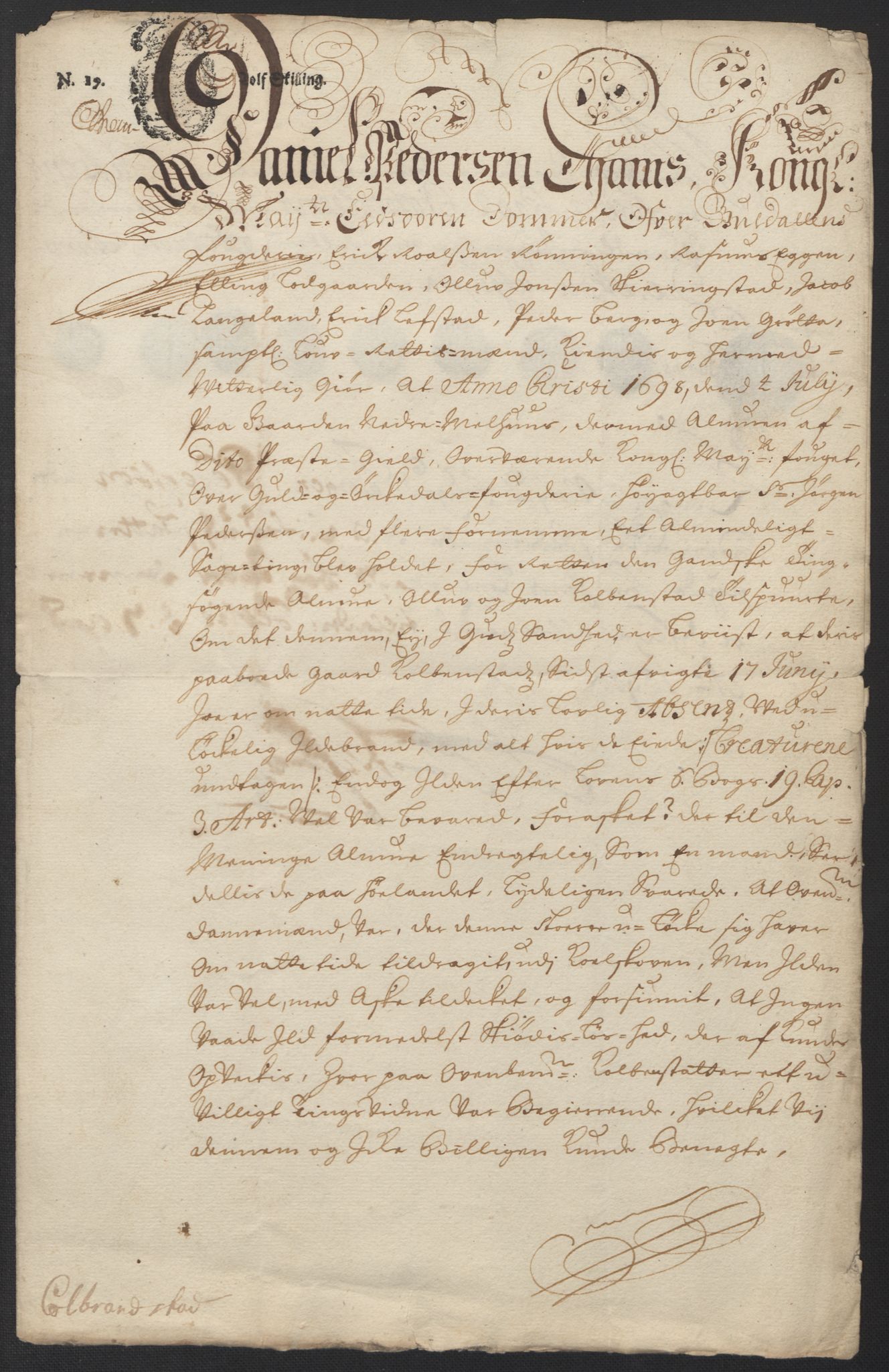 Rentekammeret inntil 1814, Reviderte regnskaper, Fogderegnskap, AV/RA-EA-4092/R60/L3948: Fogderegnskap Orkdal og Gauldal, 1698, p. 424