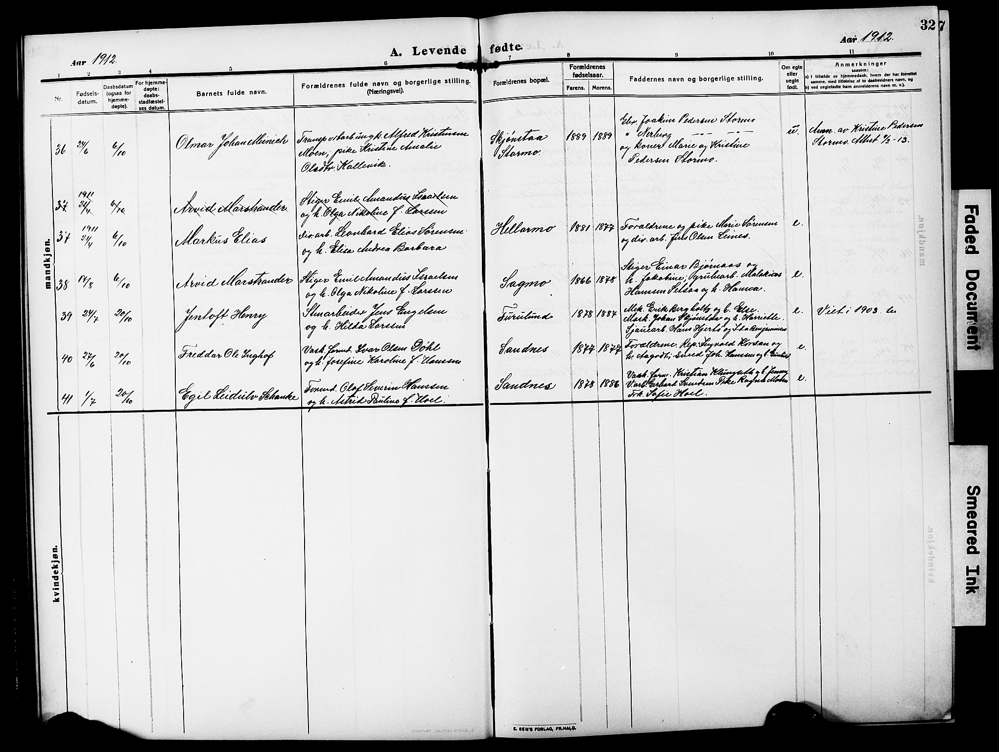 Ministerialprotokoller, klokkerbøker og fødselsregistre - Nordland, AV/SAT-A-1459/850/L0710: Parish register (official) no. 850A02, 1910-1920, p. 32