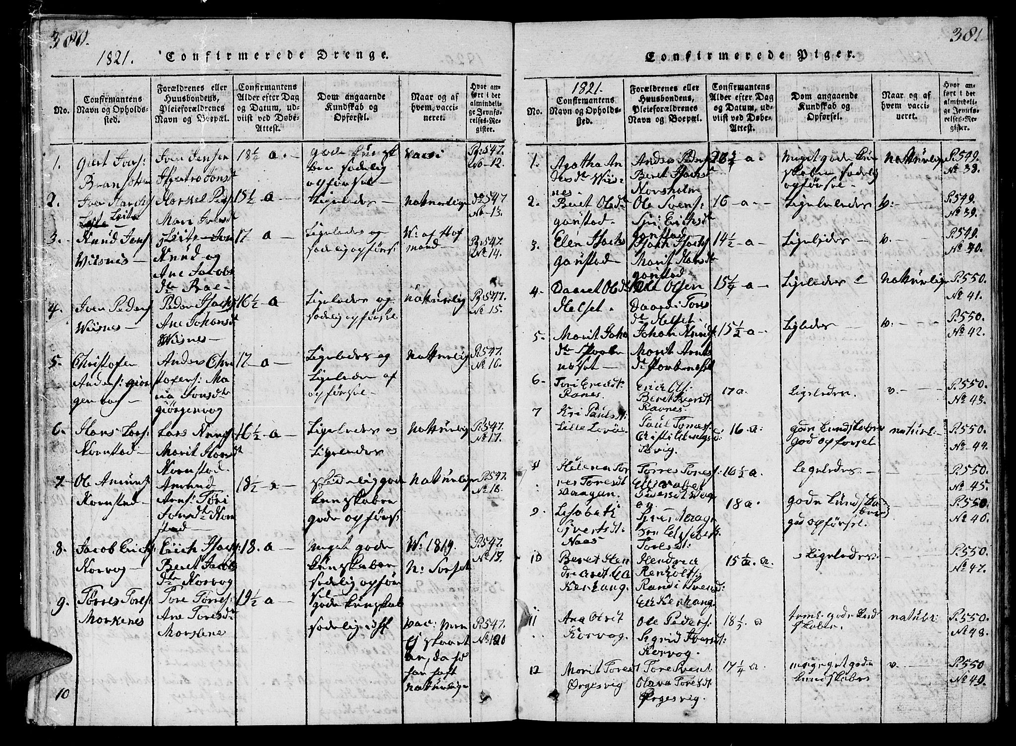 Ministerialprotokoller, klokkerbøker og fødselsregistre - Møre og Romsdal, SAT/A-1454/570/L0831: Parish register (official) no. 570A05, 1819-1829, p. 380-381