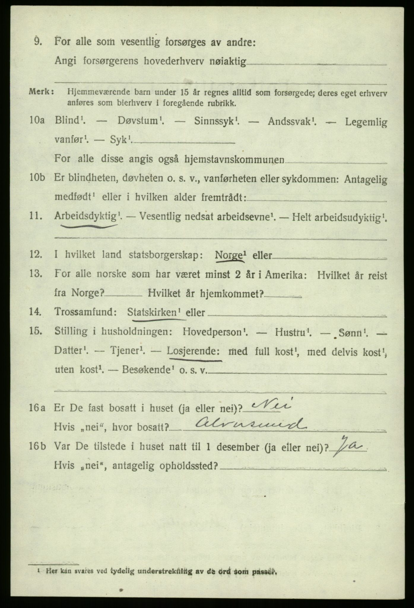 SAB, 1920 census for Manger, 1920, p. 9705
