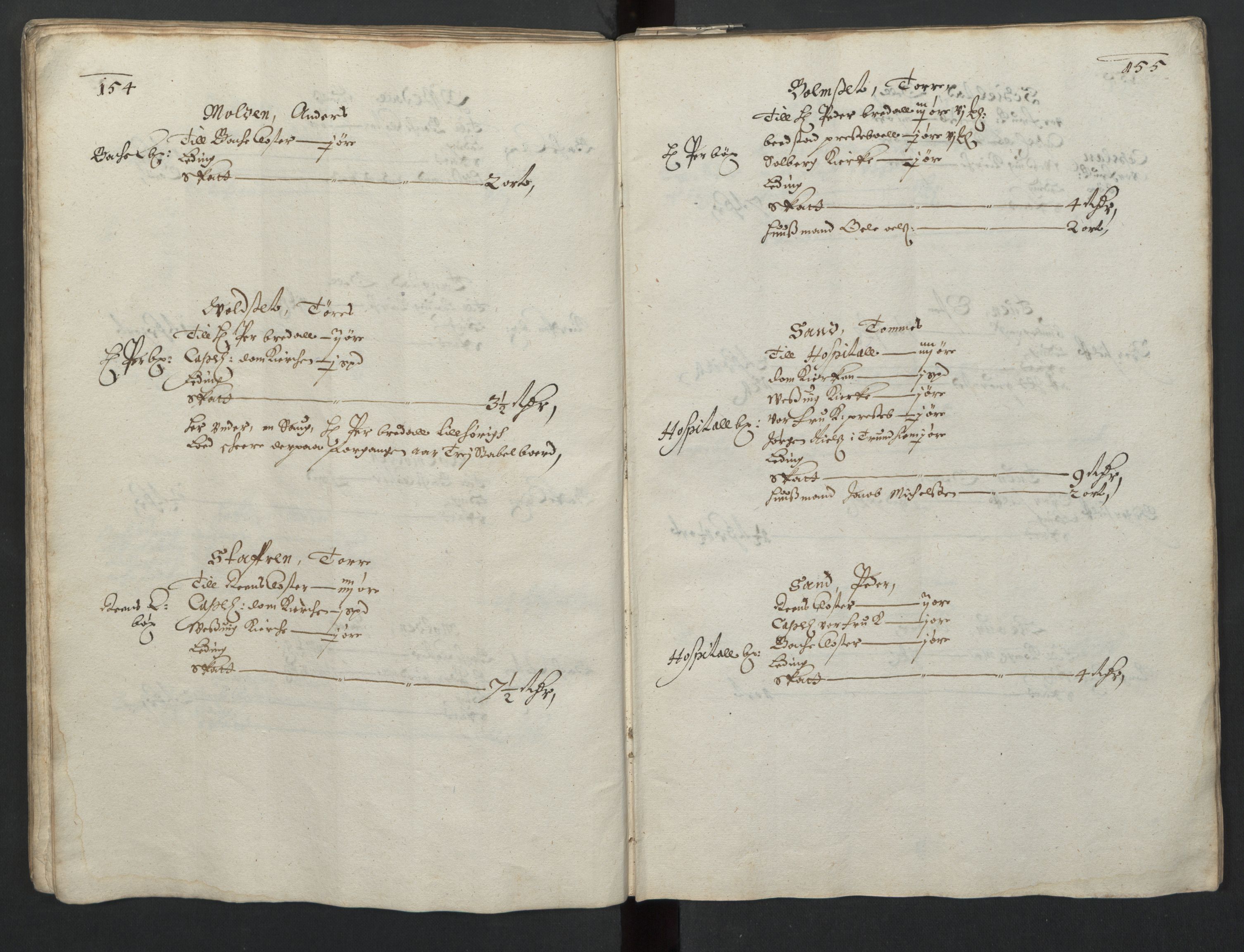 Rentekammeret inntil 1814, Realistisk ordnet avdeling, AV/RA-EA-4070/L/L0029/0001: Trondheim lagdømme: / Alminnelig jordebok og skattemanntall - Inderøy, 1661, p. 154-155