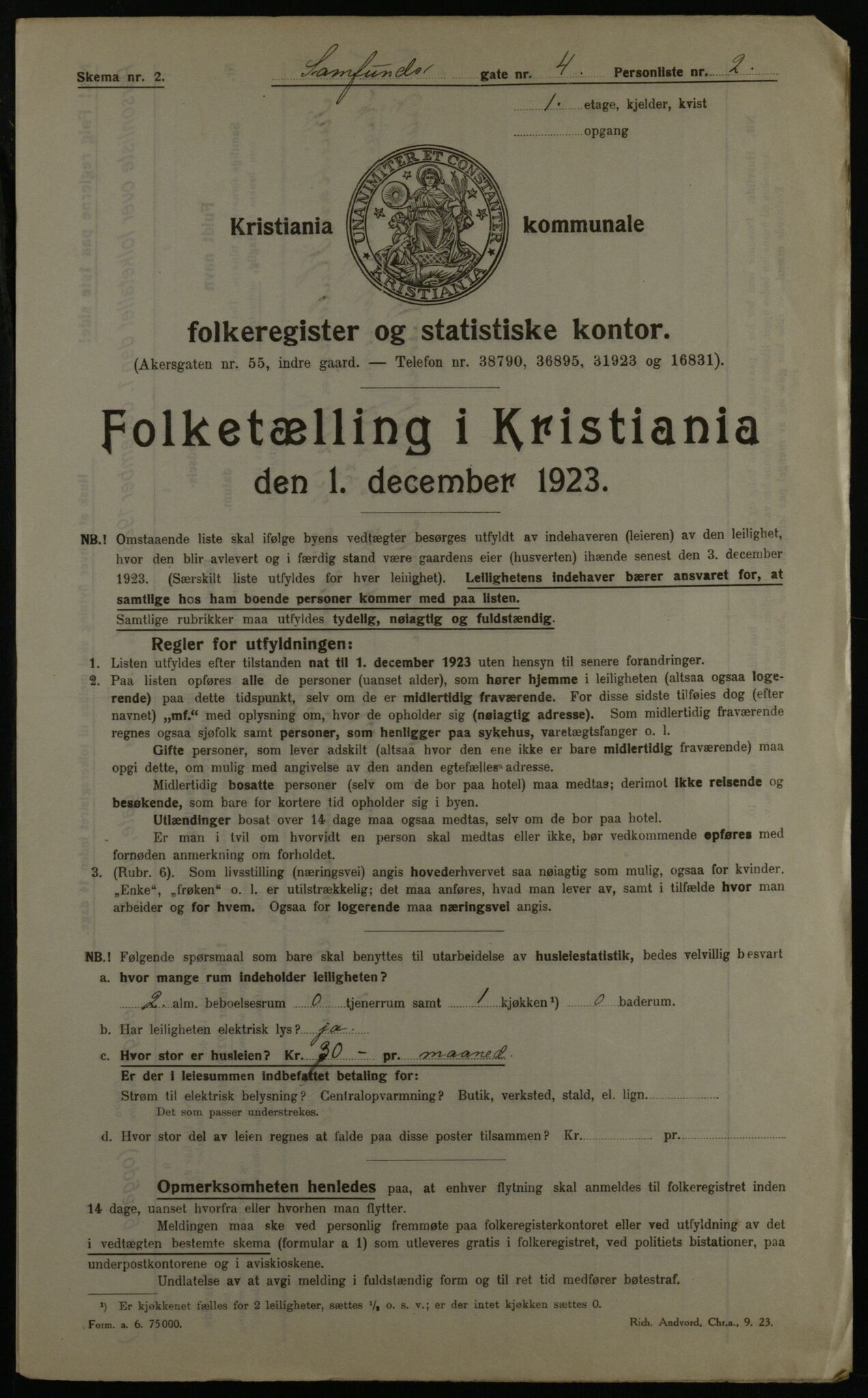 OBA, Municipal Census 1923 for Kristiania, 1923, p. 95822