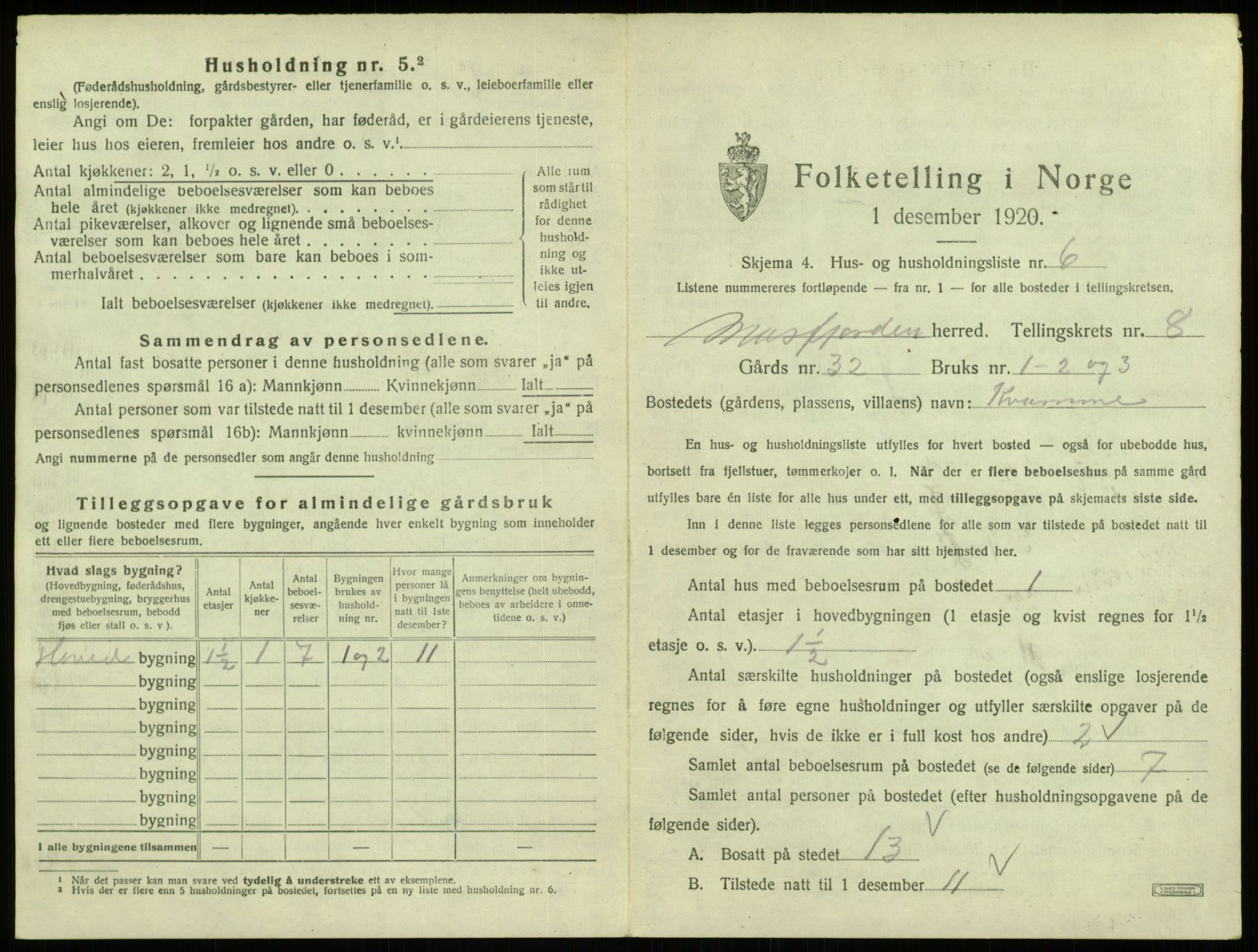 SAB, 1920 census for Masfjorden, 1920, p. 391