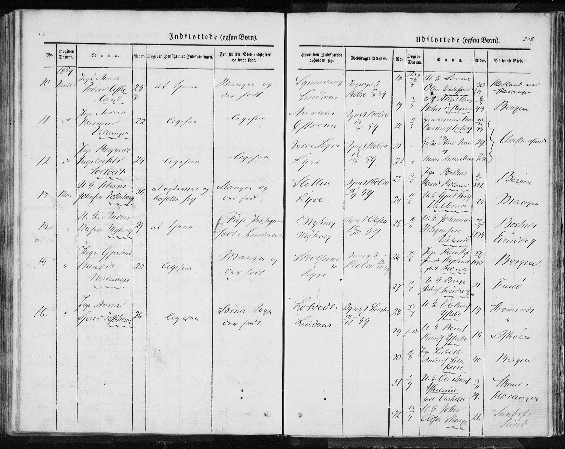 Lindås Sokneprestembete, AV/SAB-A-76701/H/Haa/Haaa/L0010: Parish register (official) no. A 10, 1842-1862, p. 208