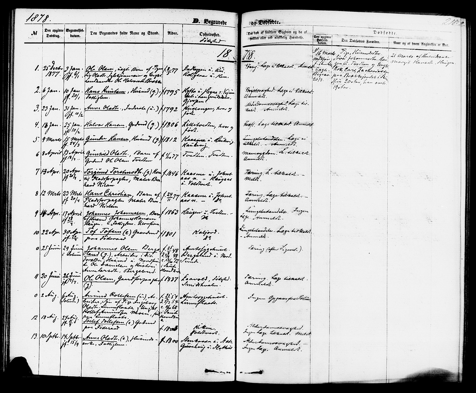 Sauherad kirkebøker, AV/SAKO-A-298/F/Fa/L0008: Parish register (official) no. I 8, 1873-1886, p. 218