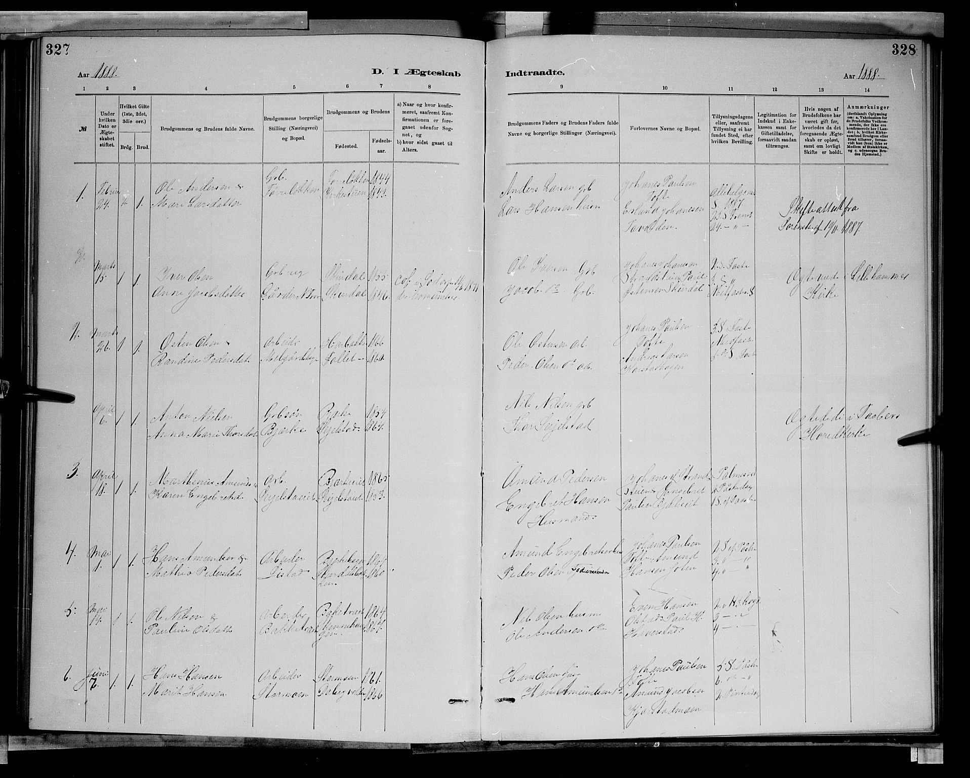 Sør-Fron prestekontor, SAH/PREST-010/H/Ha/Hab/L0003: Parish register (copy) no. 3, 1884-1896, p. 327-328