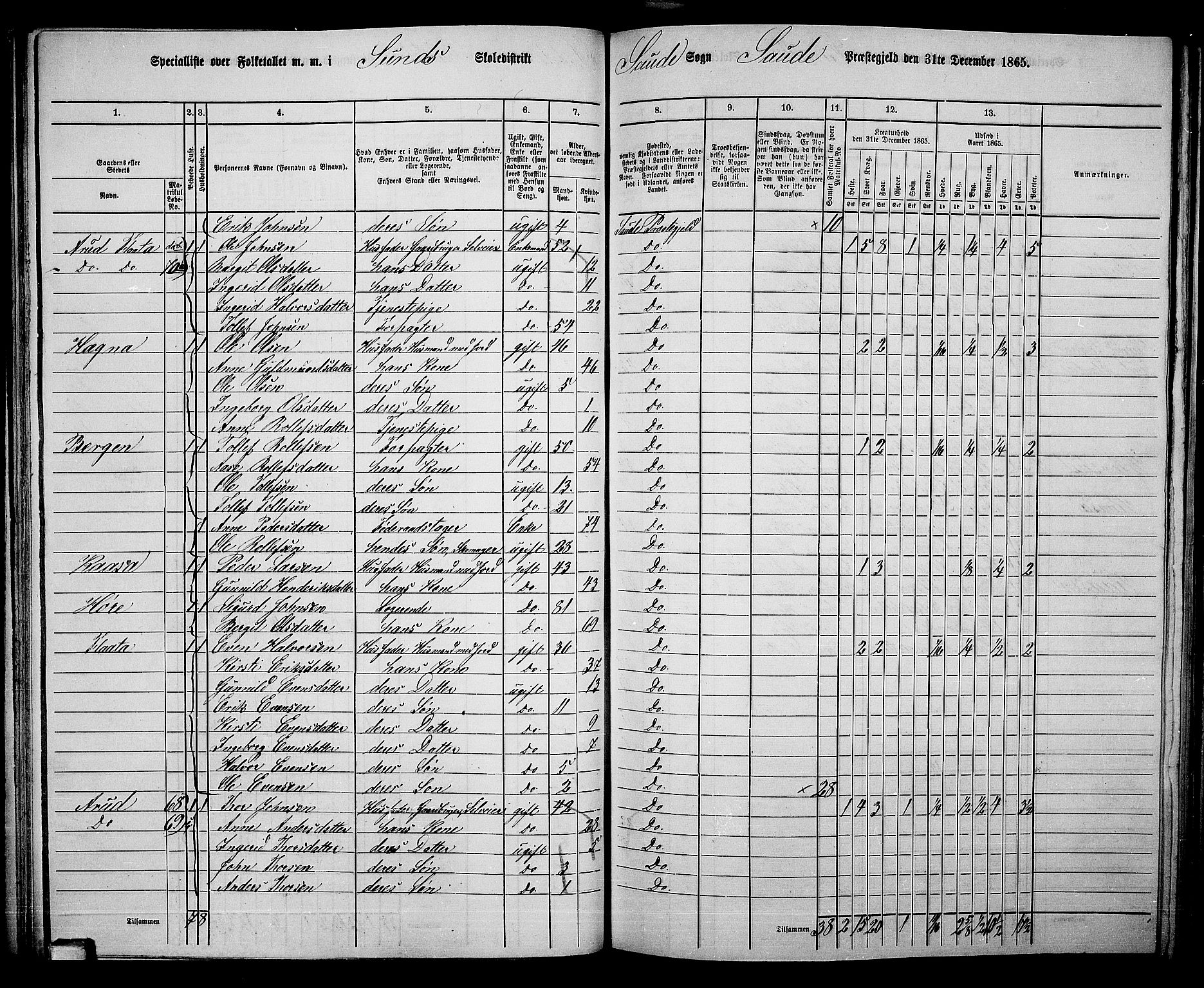 RA, 1865 census for Sauherad, 1865, p. 59